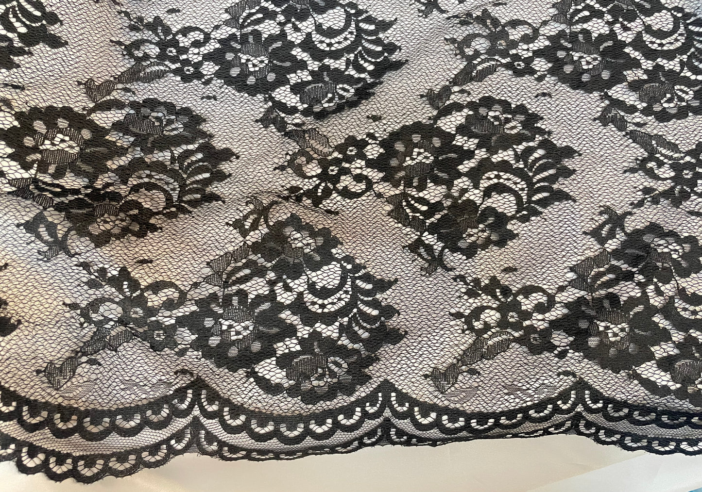 Delicate Stretch Floral Lace - Black