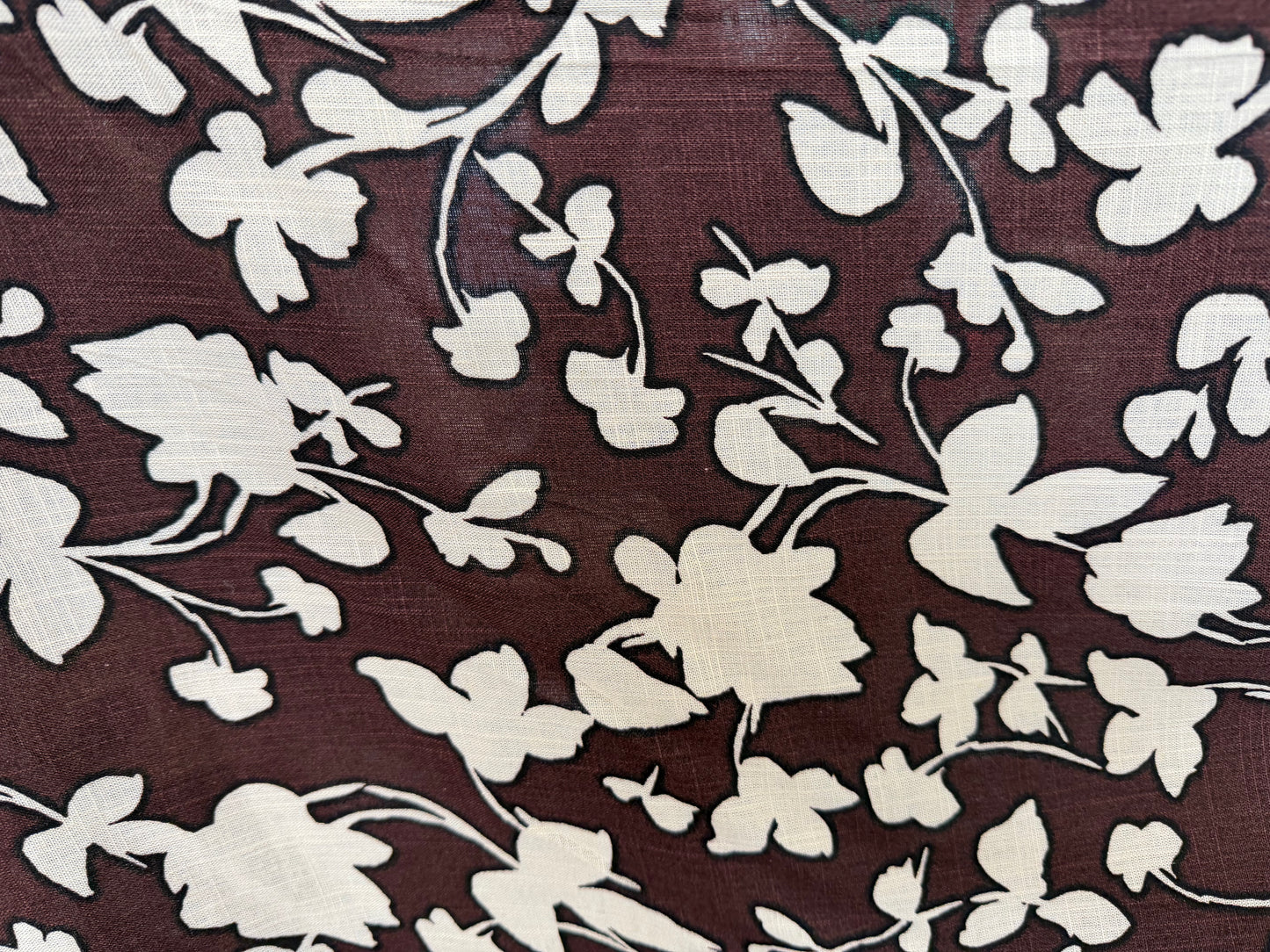 Linen Rayon Floral - Chocolate Brown & Ivory