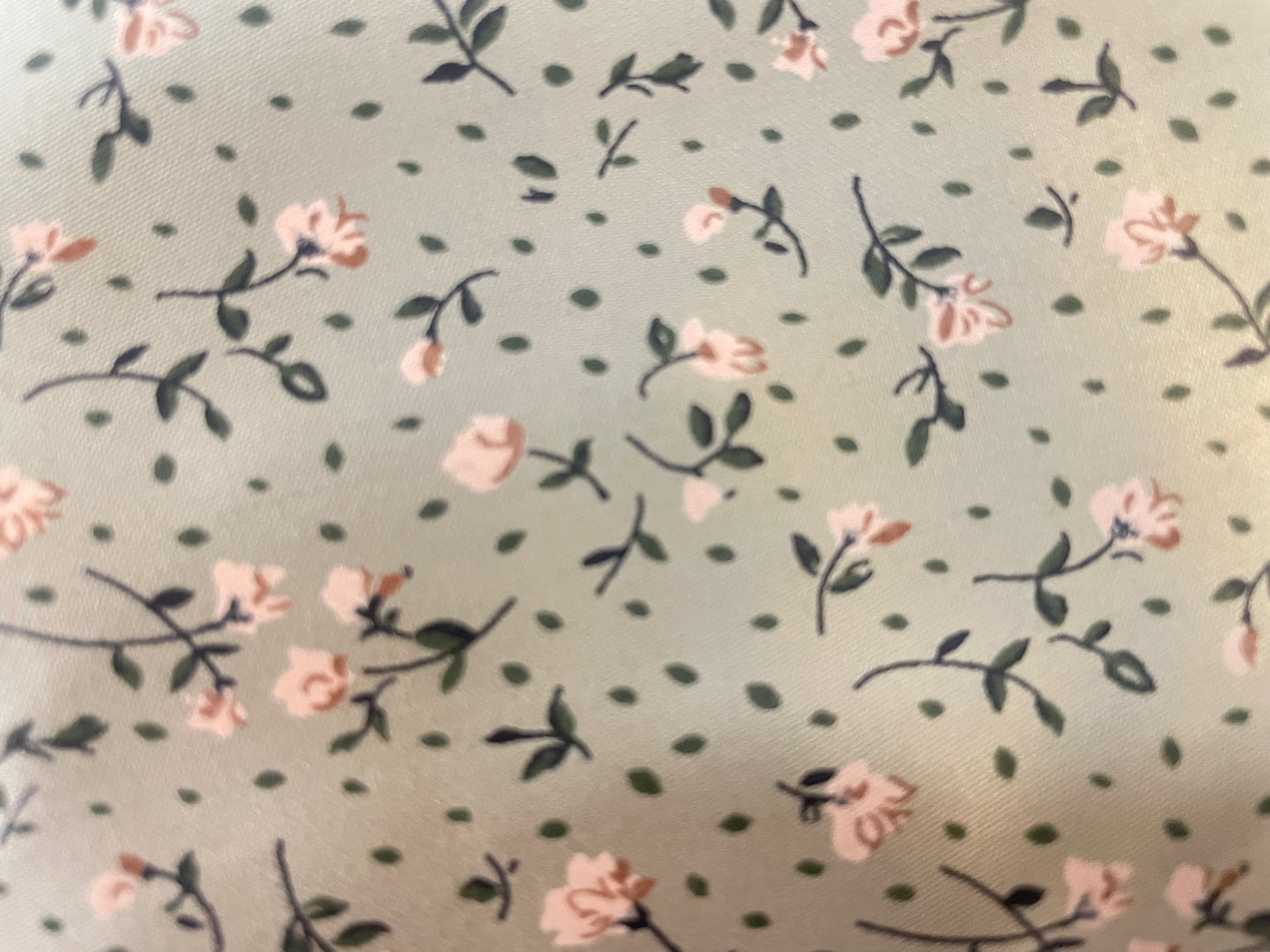 Mini Floral Cotton Sateen - Pistachio, Dark Green & Pink