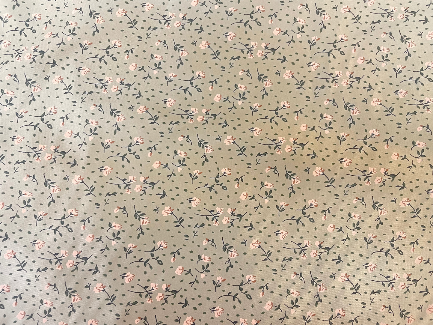Mini Floral Cotton Sateen - Pistachio, Dark Green & Pink