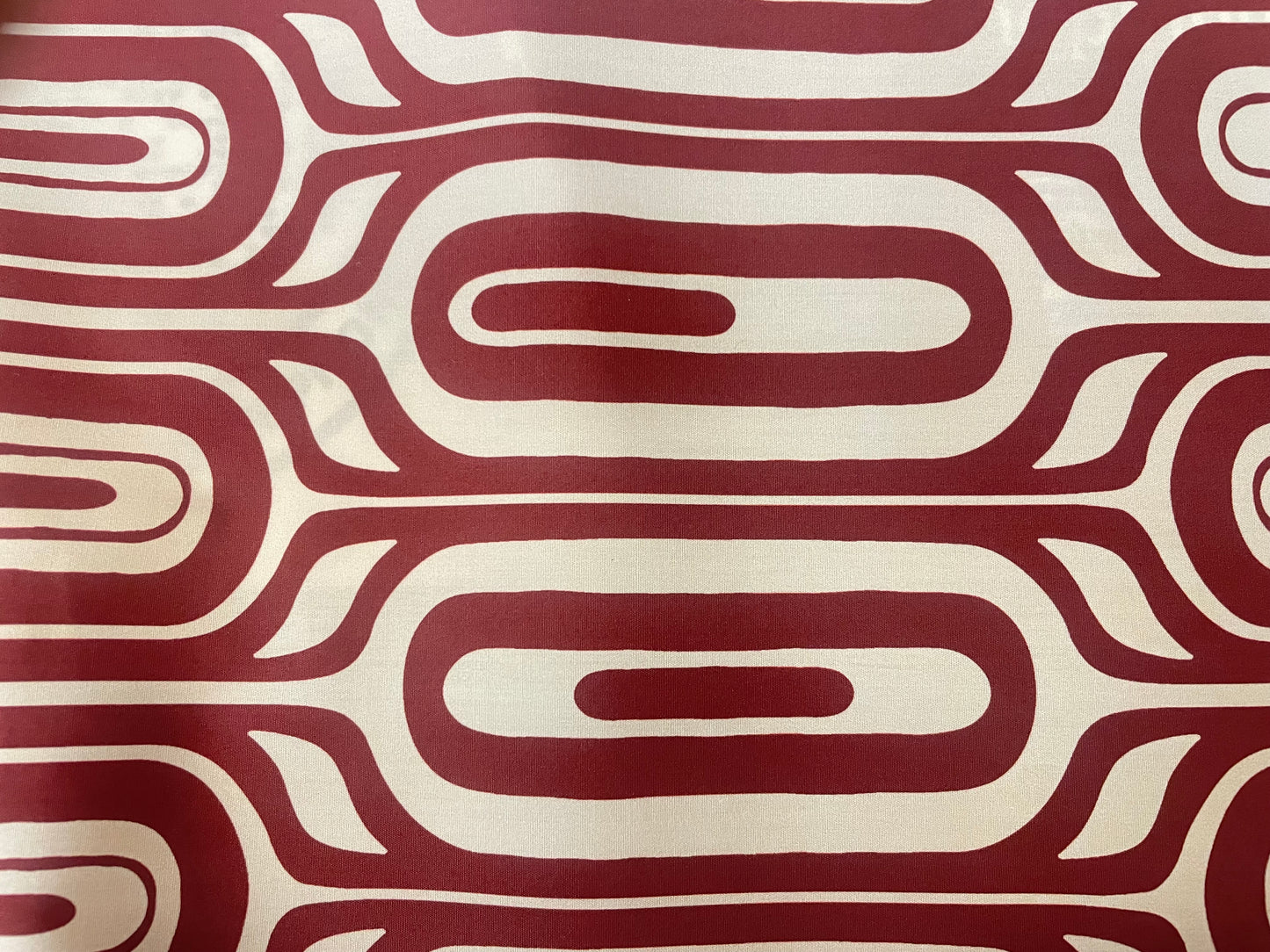 Italian Printed 70's Mod Cotton - Beige & Red