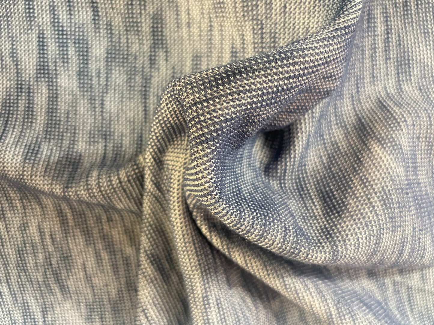 Poly Jersey Heather Textured - White & Blue