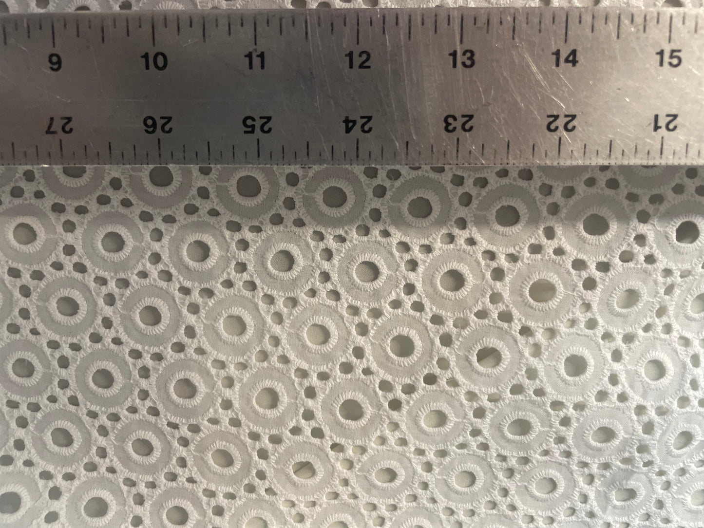 Circle Eyelet Embroidered Cotton - White