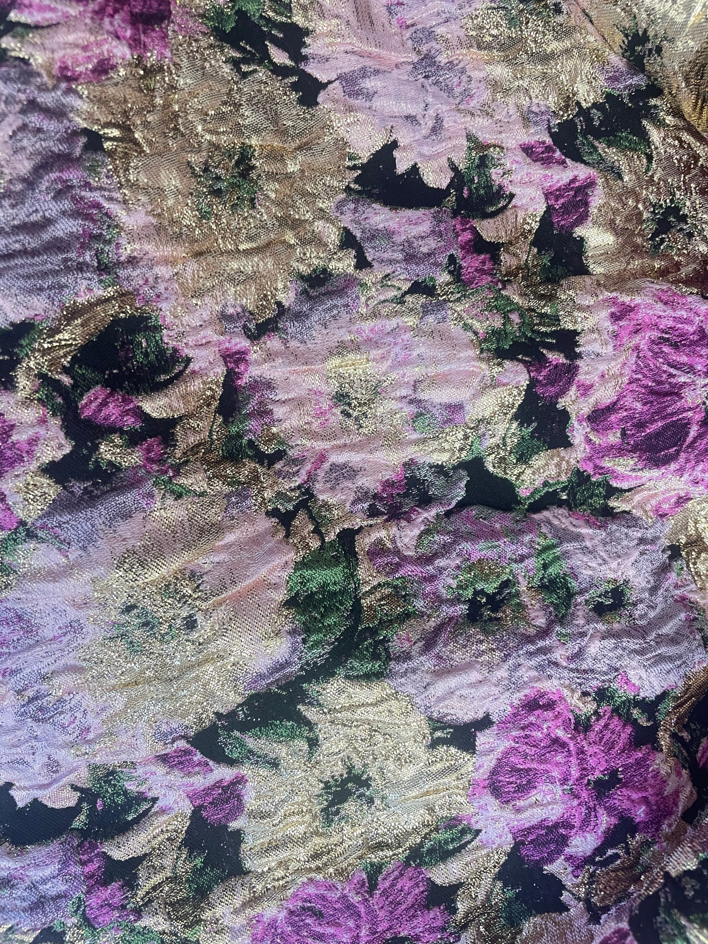 Designer Floral Brocade - Purple, Pink, Black & Gold Lurex