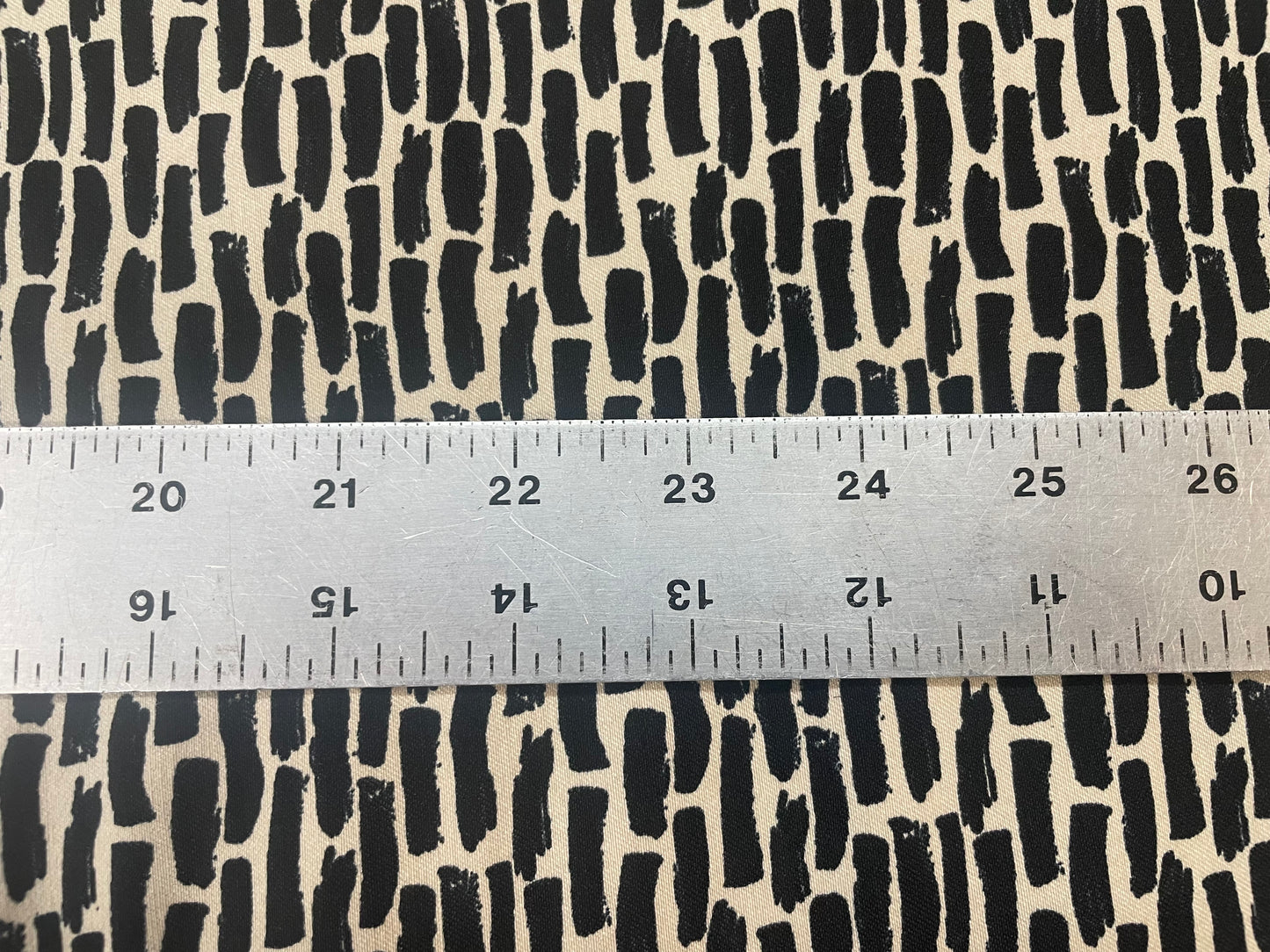 Stretch Cotton Twill Paint Brush Print- Cream/Black