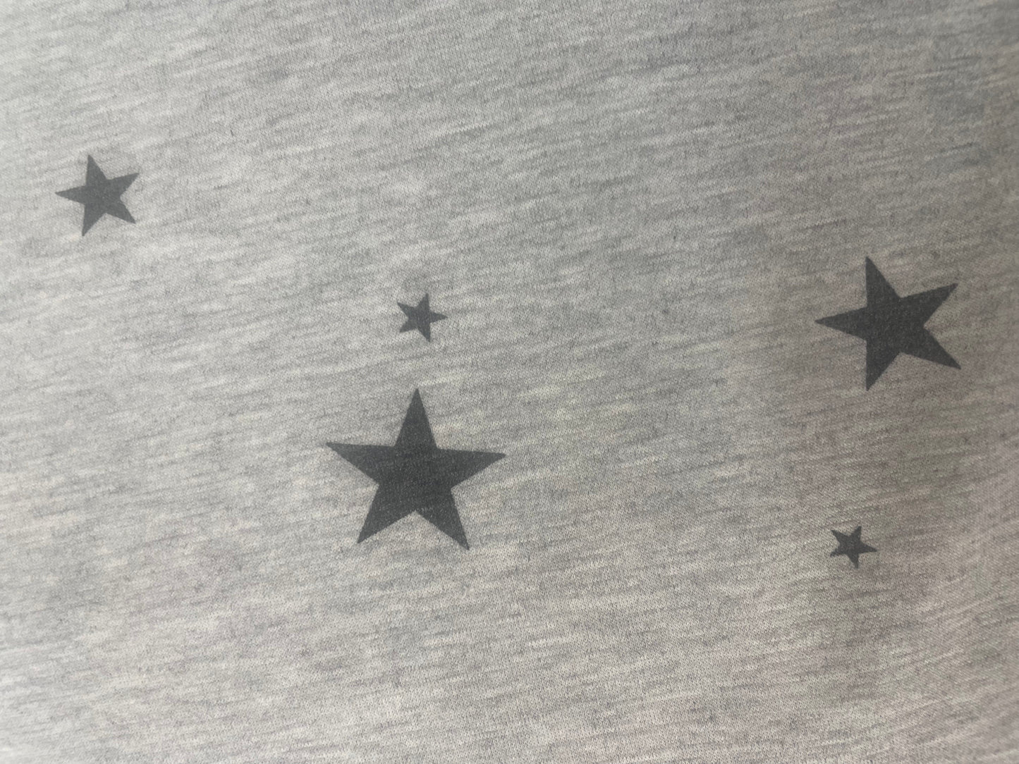 Star Printed Poly French Terry - Grey & Charcoal