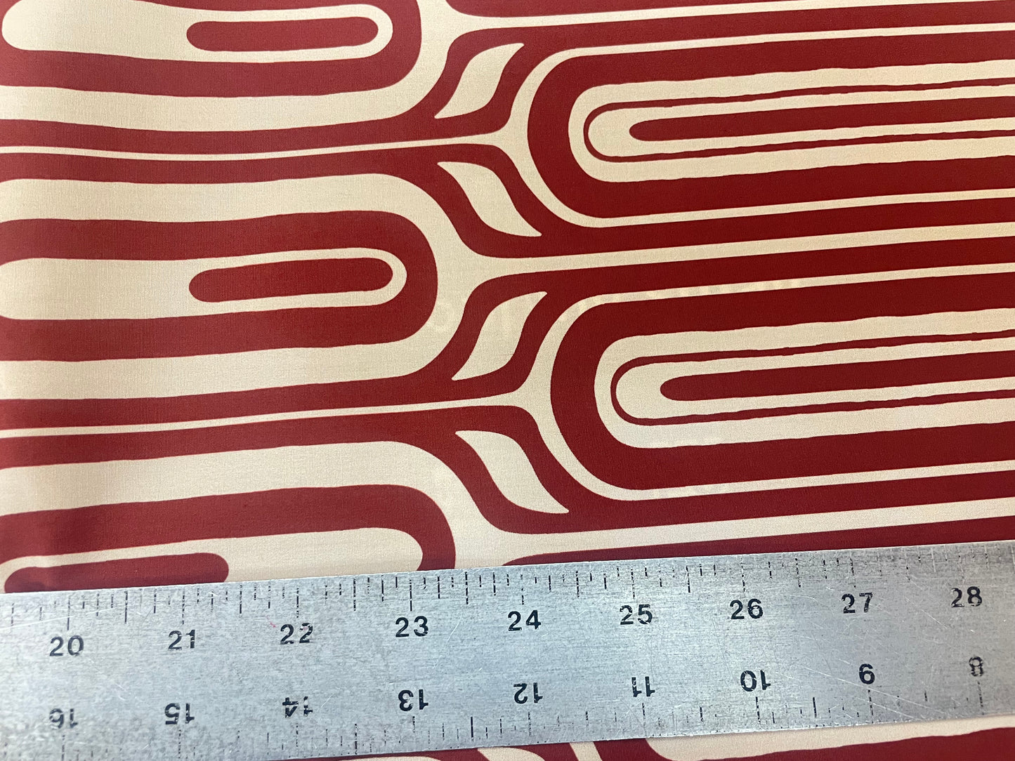 Italian Printed 70's Mod Cotton - Beige & Red