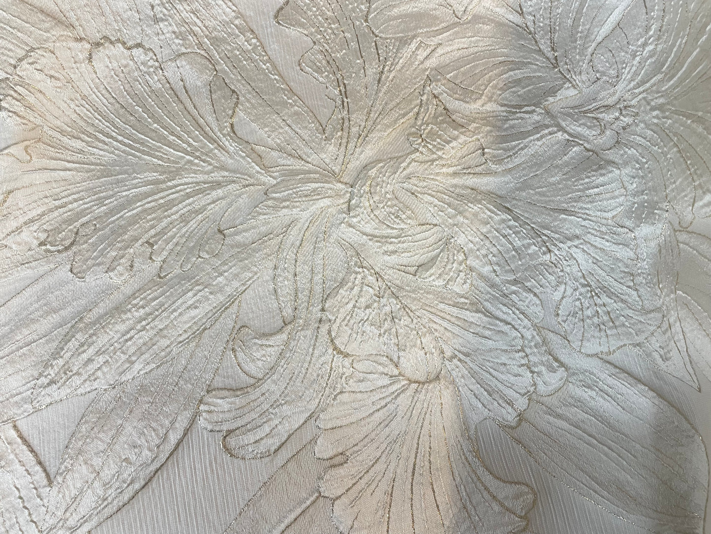 Designer Large Floral Brocade - Ivory & Gold