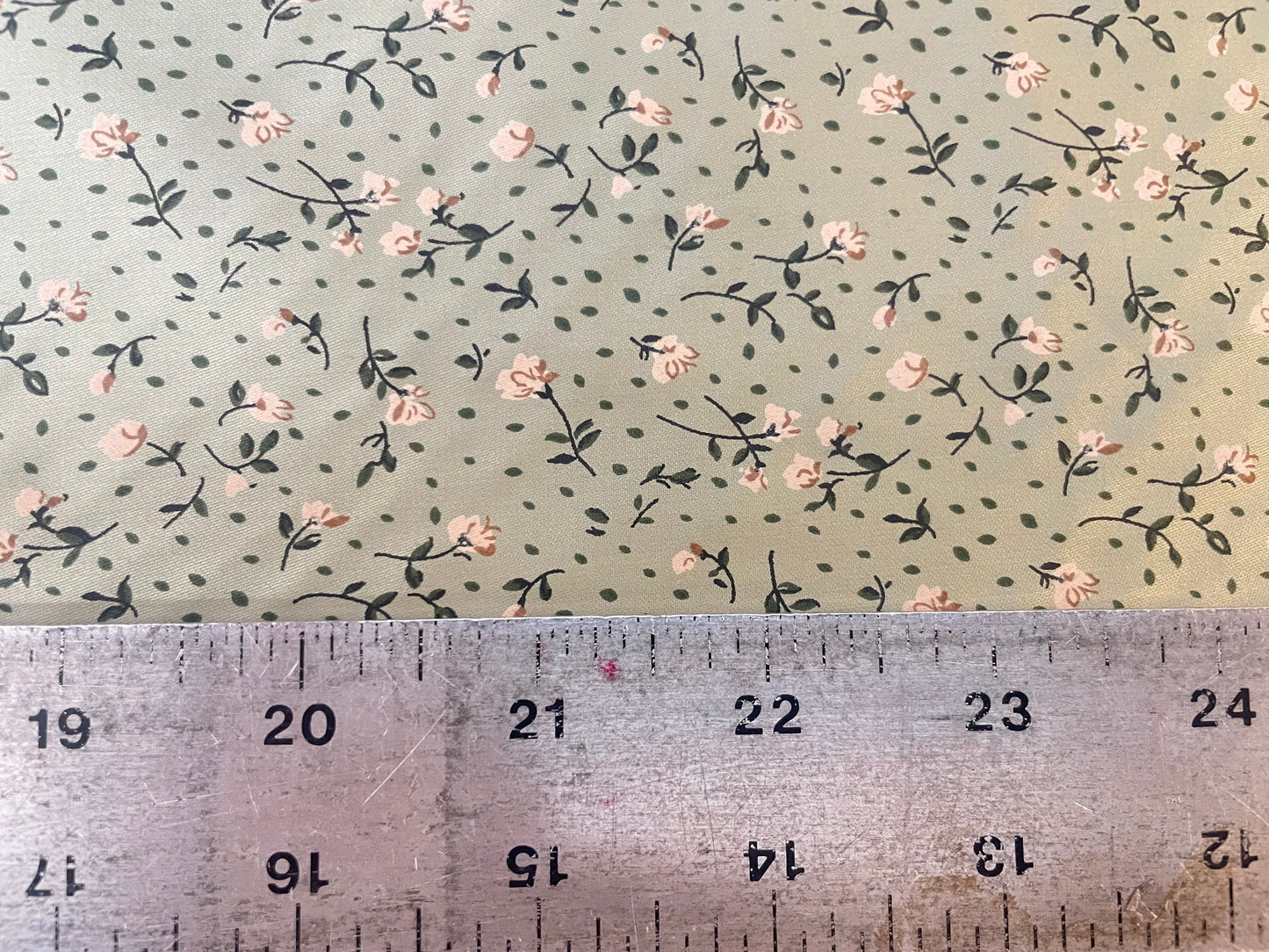 Mini Floral Cotton Sateen - Pistachio, Dark Green & Pink