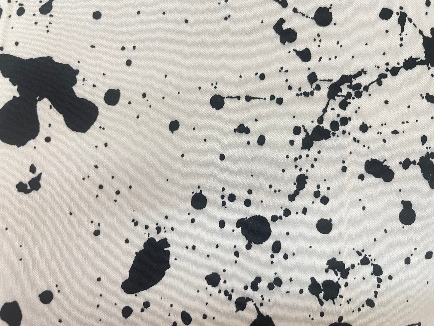 Twill Splatter Print Stretch Rayon Spandex - White & Black
