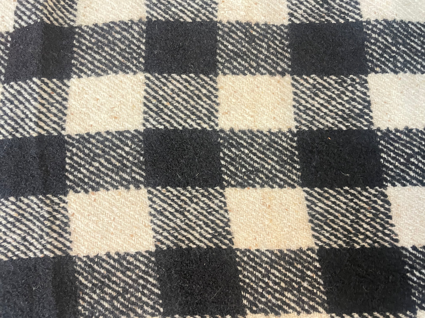 Italian Textured Wool Plaid - Beige & Black