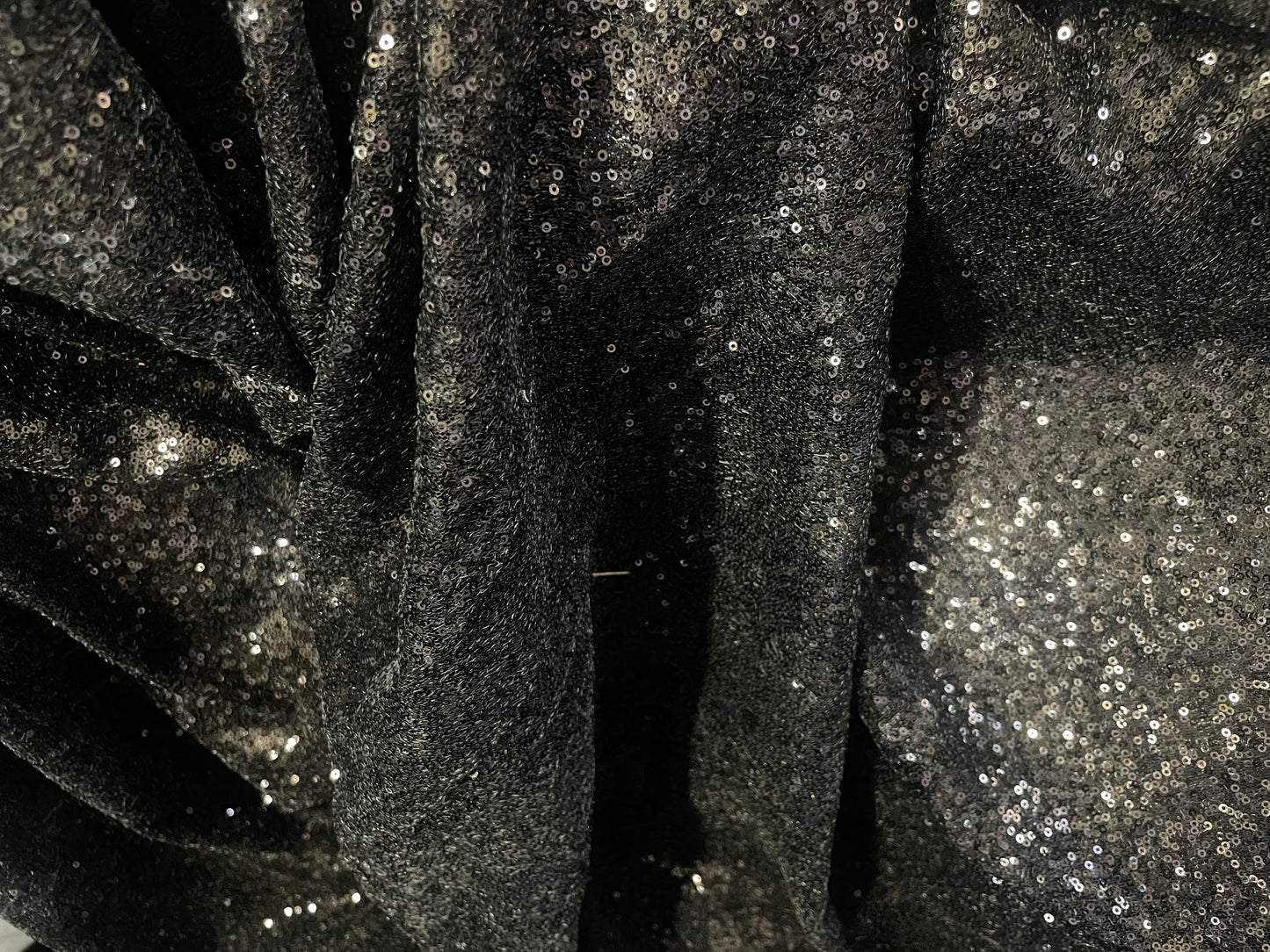 Mini Sequin Stretch Mesh - Jet Black