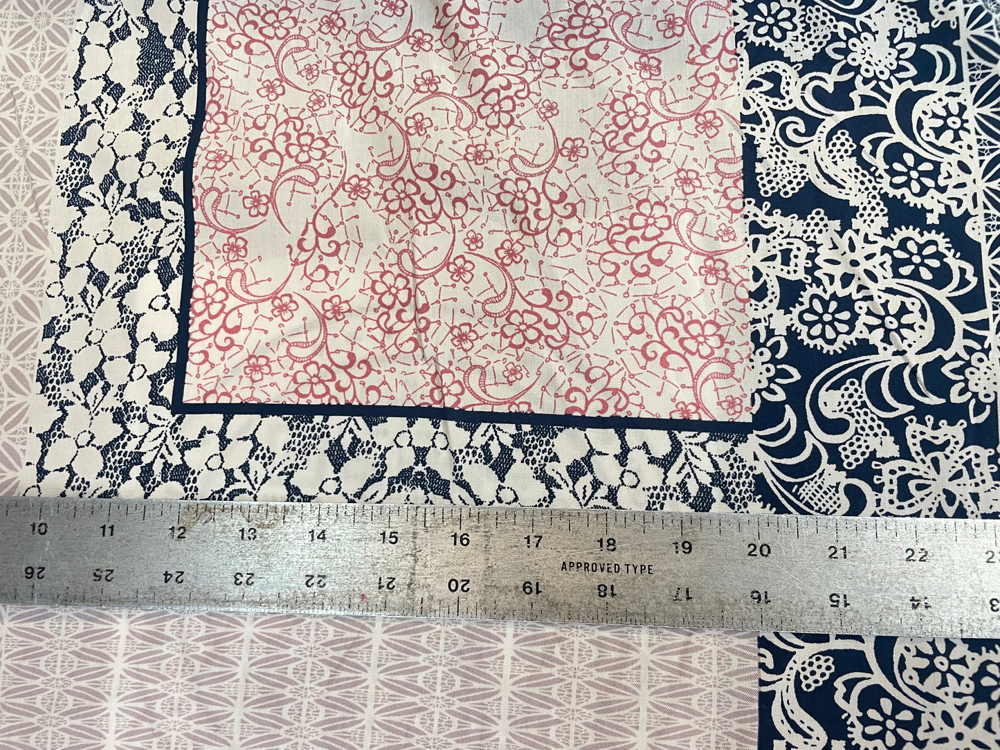 Lightweight Cotton - Patchwork Print - Pink, White & Navy