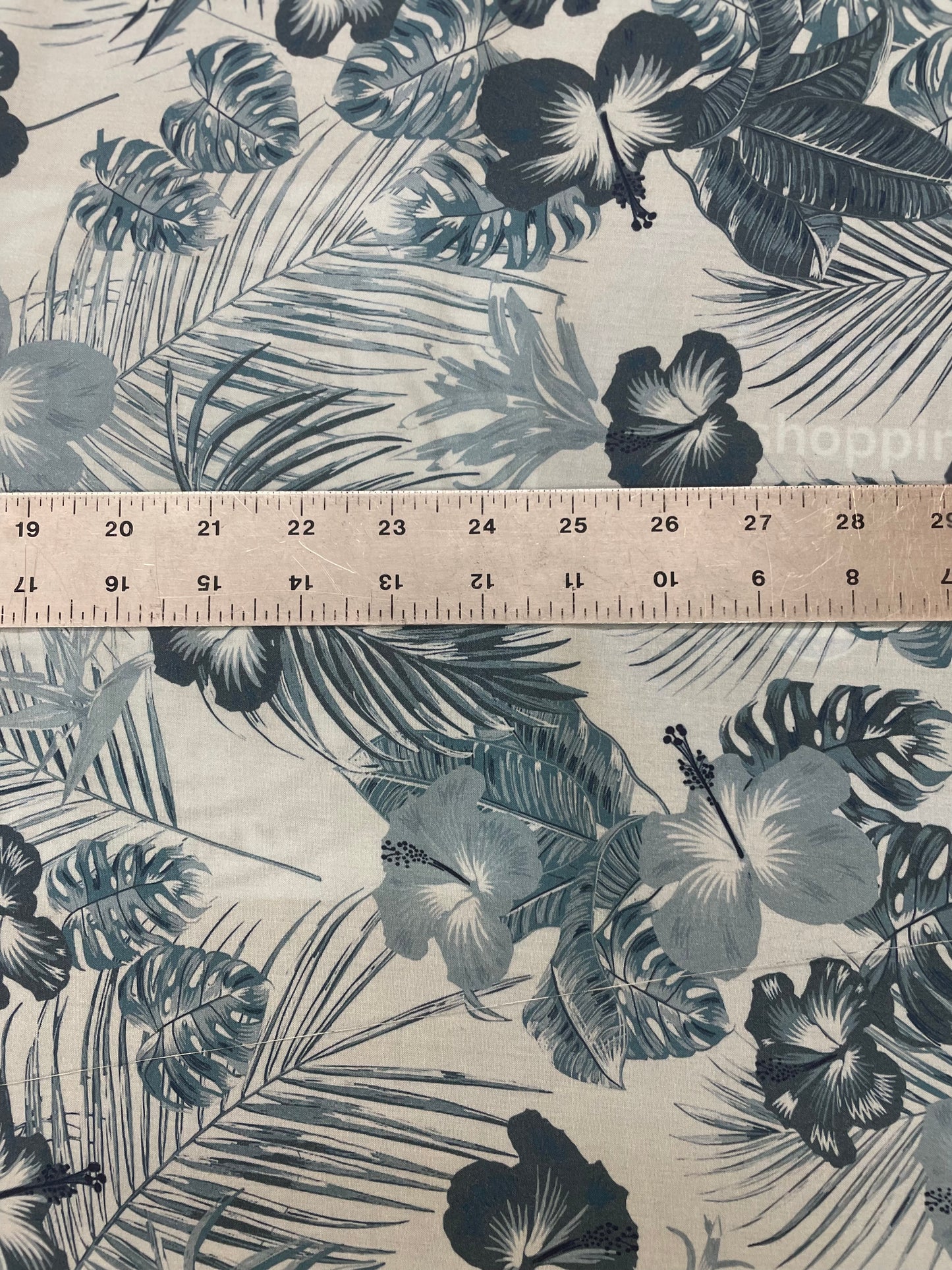 Tropical Rayon Print - Turquoise & Navy