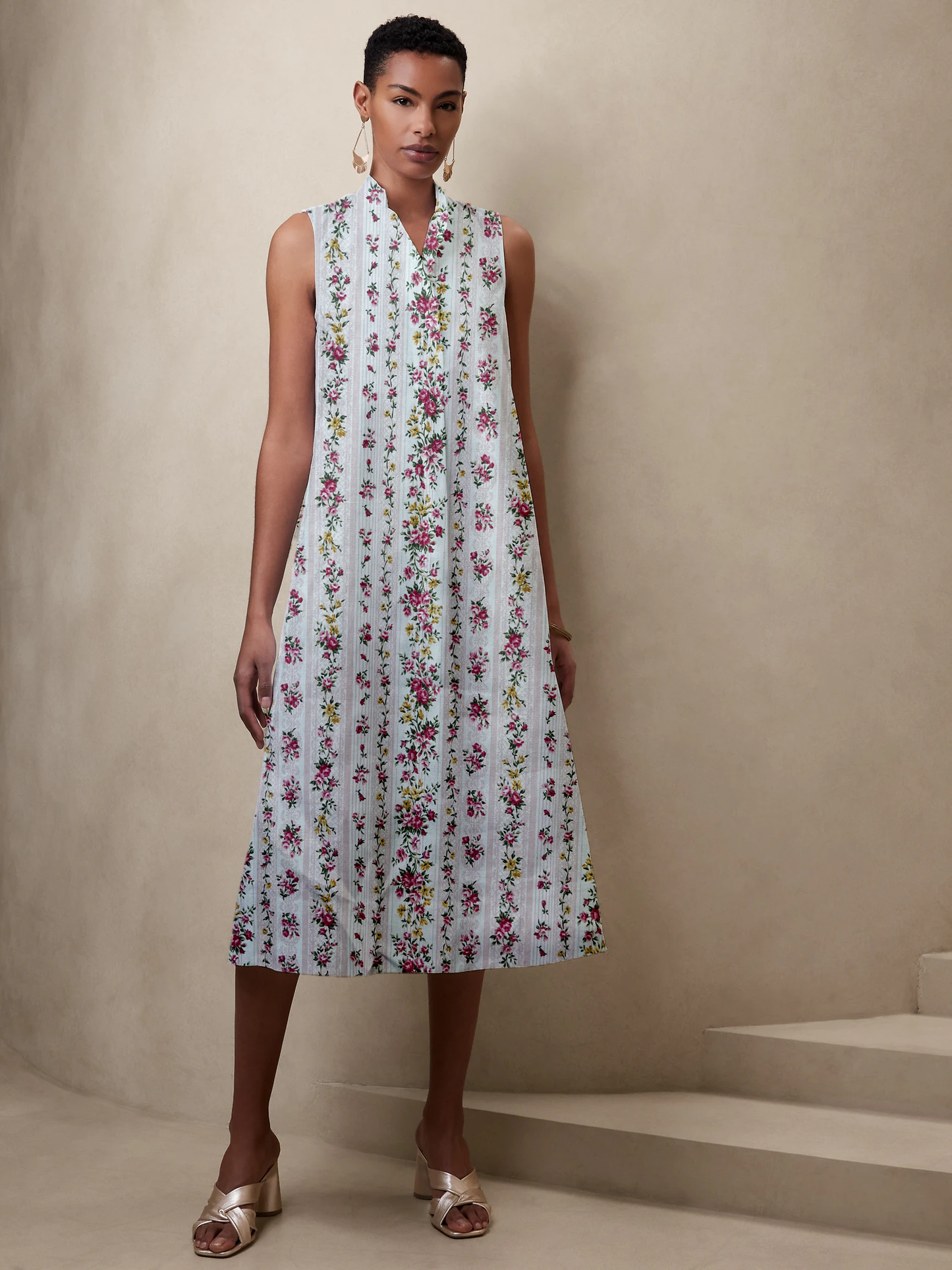 Japanese Cotton Floral Print - Off-White, Pink & Blue