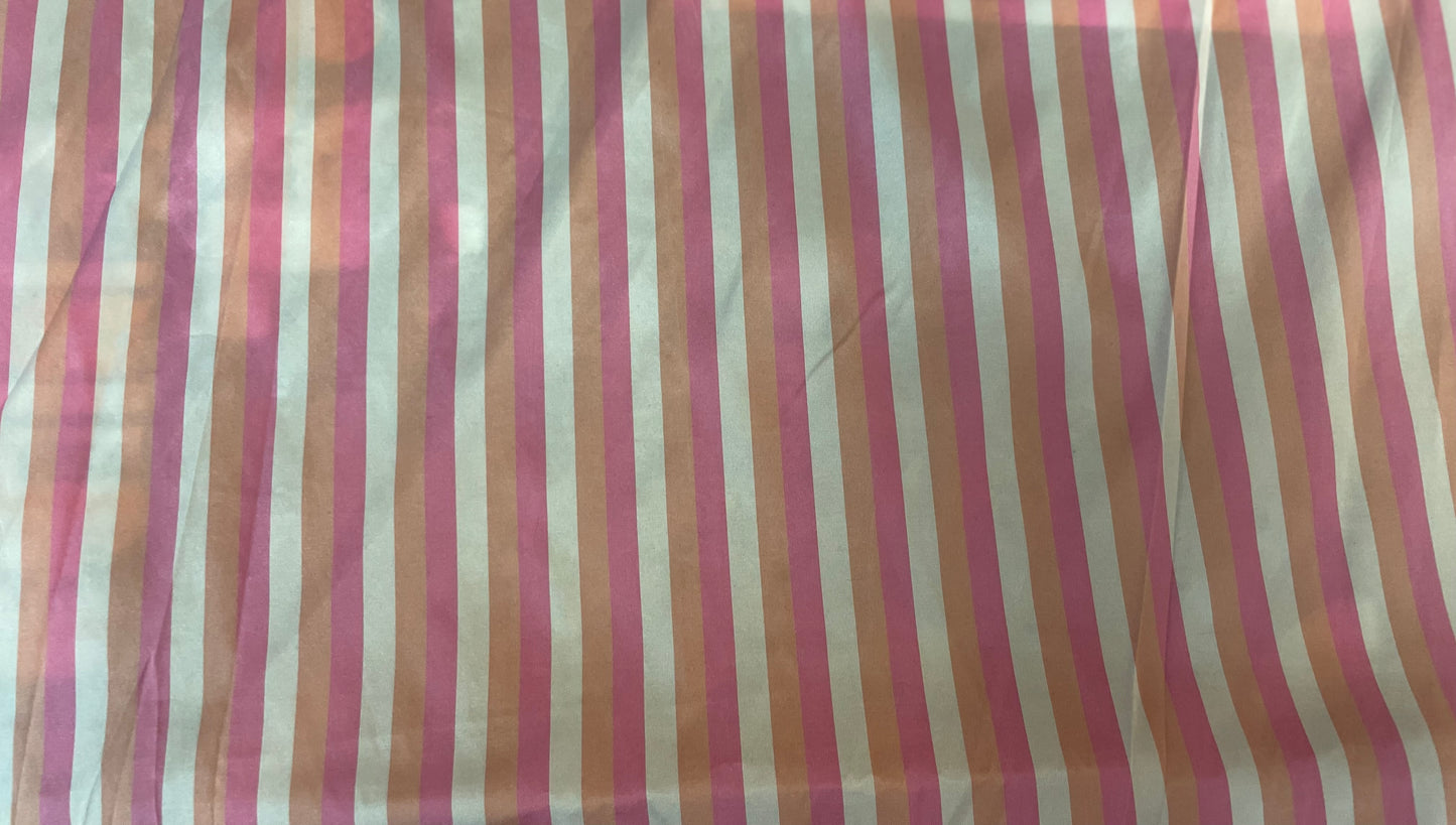 Stripe Poly Taffeta - Pink, Orange & White