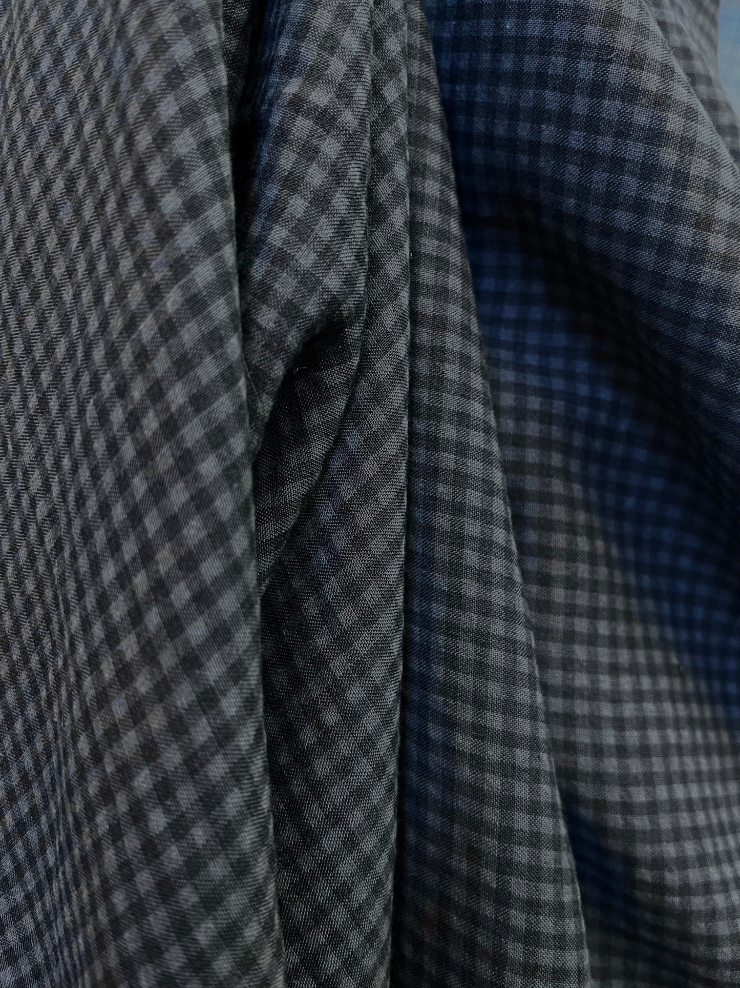 Poly Rayon Plaid - Navy & Grey