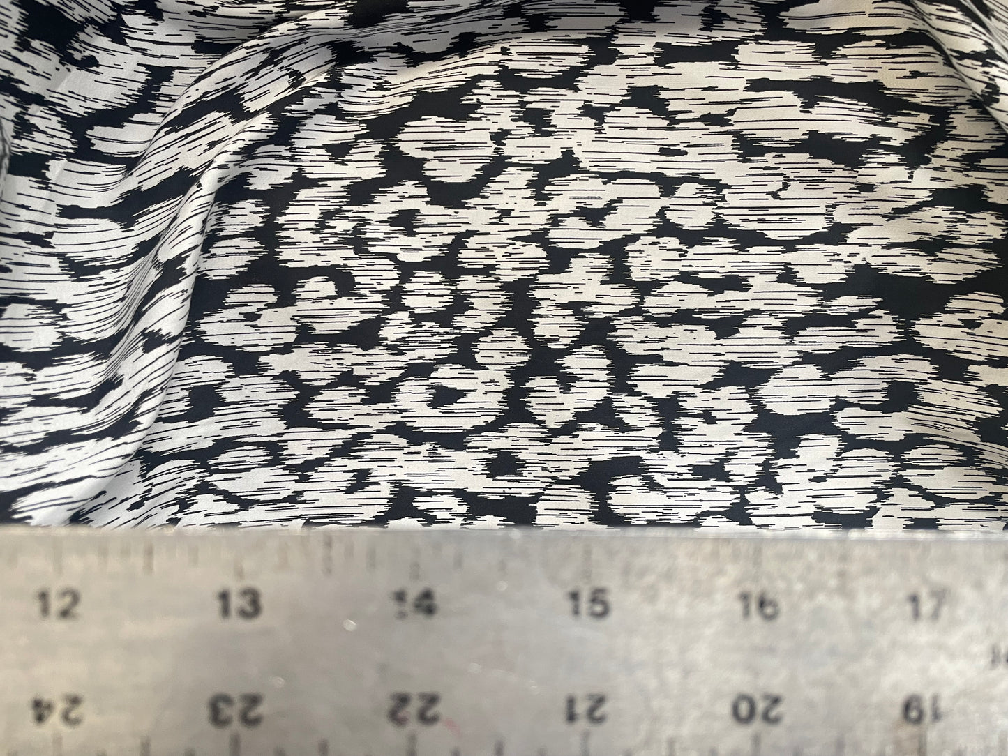 Spanish Rayon Print - Fused - Black & White Glitch Cheetah