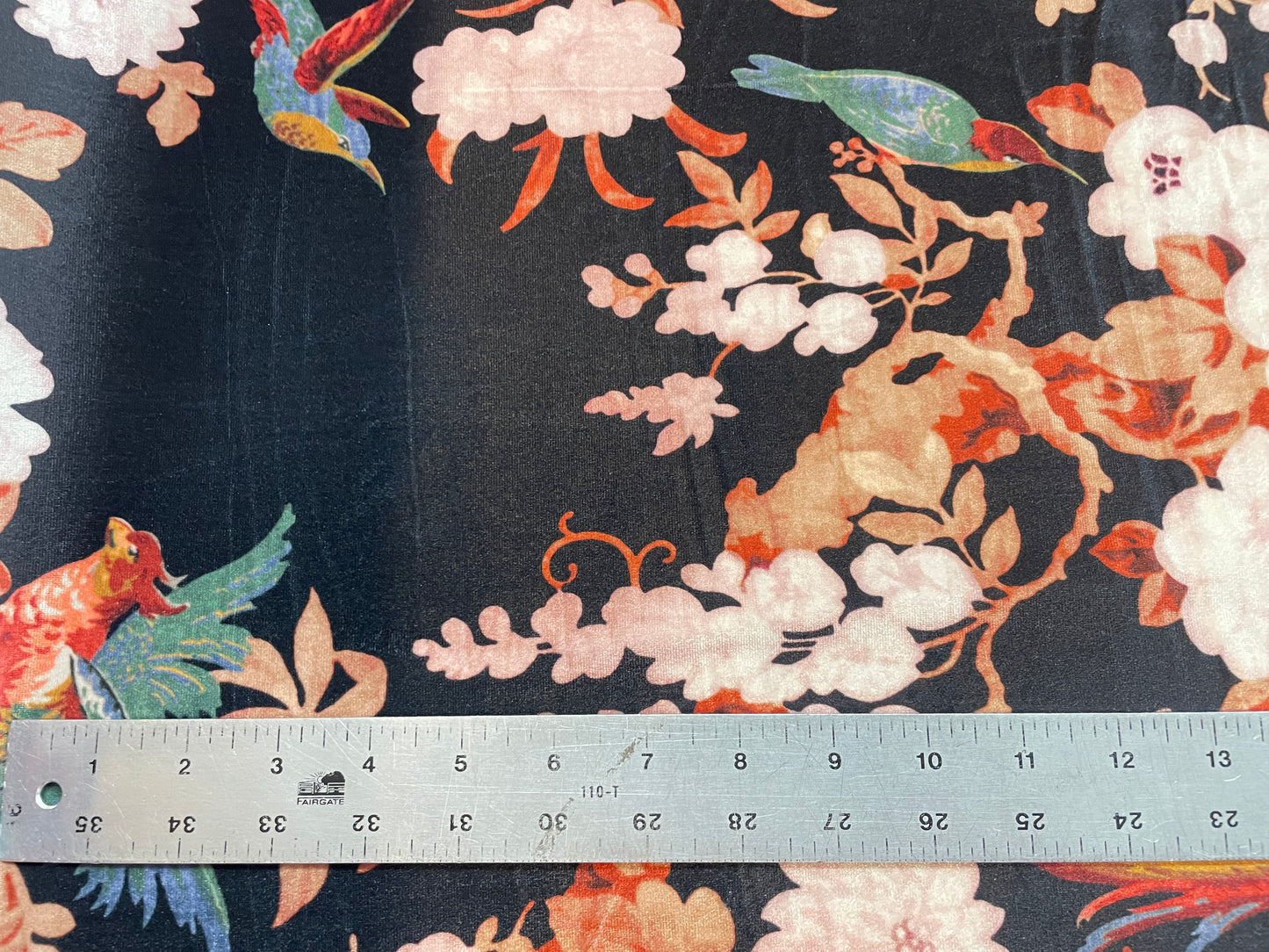 Stretch Velvet Print - Ornate Floral