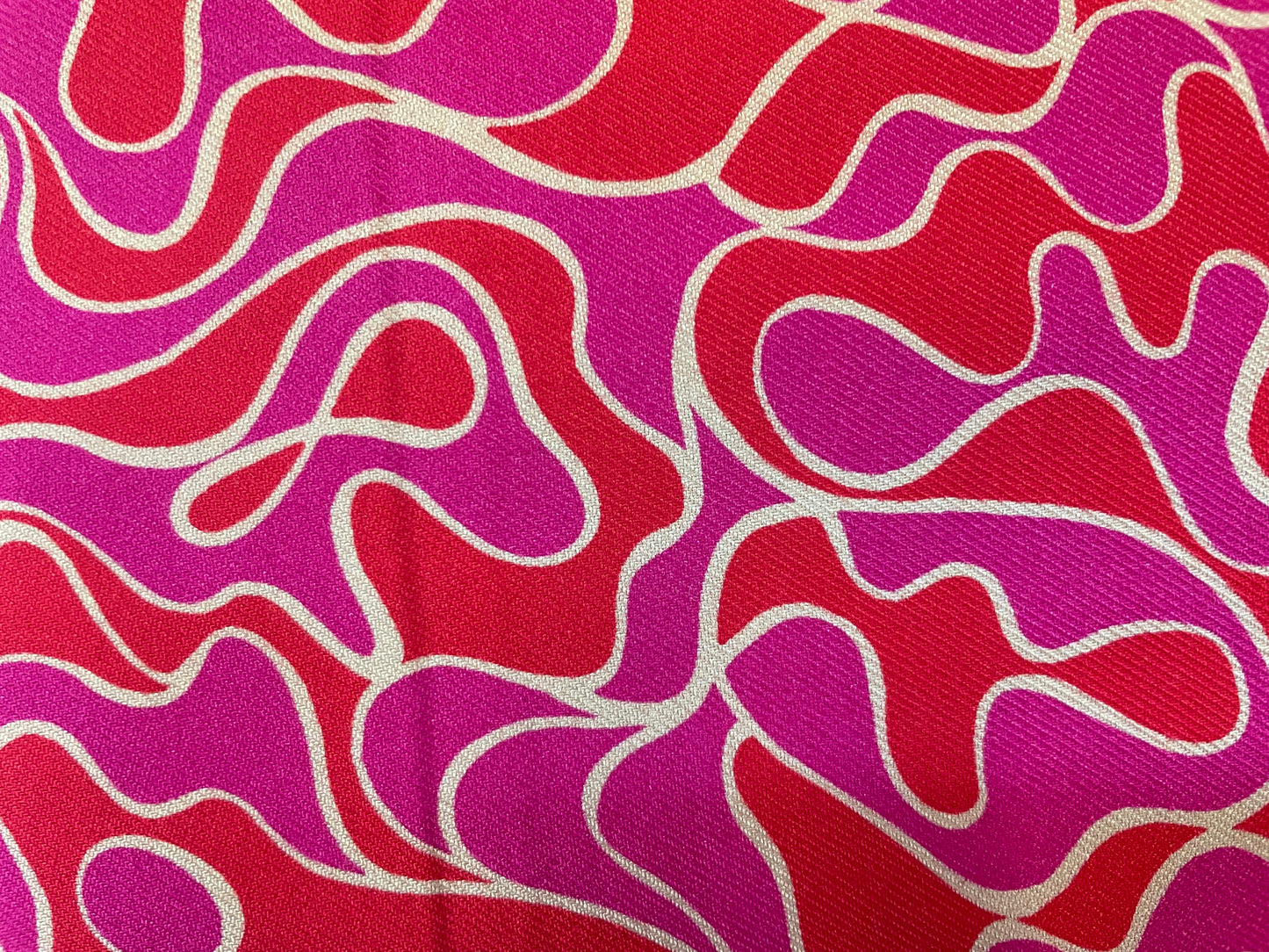 Italian Rayon Twill Groovy Print - Pink & Red