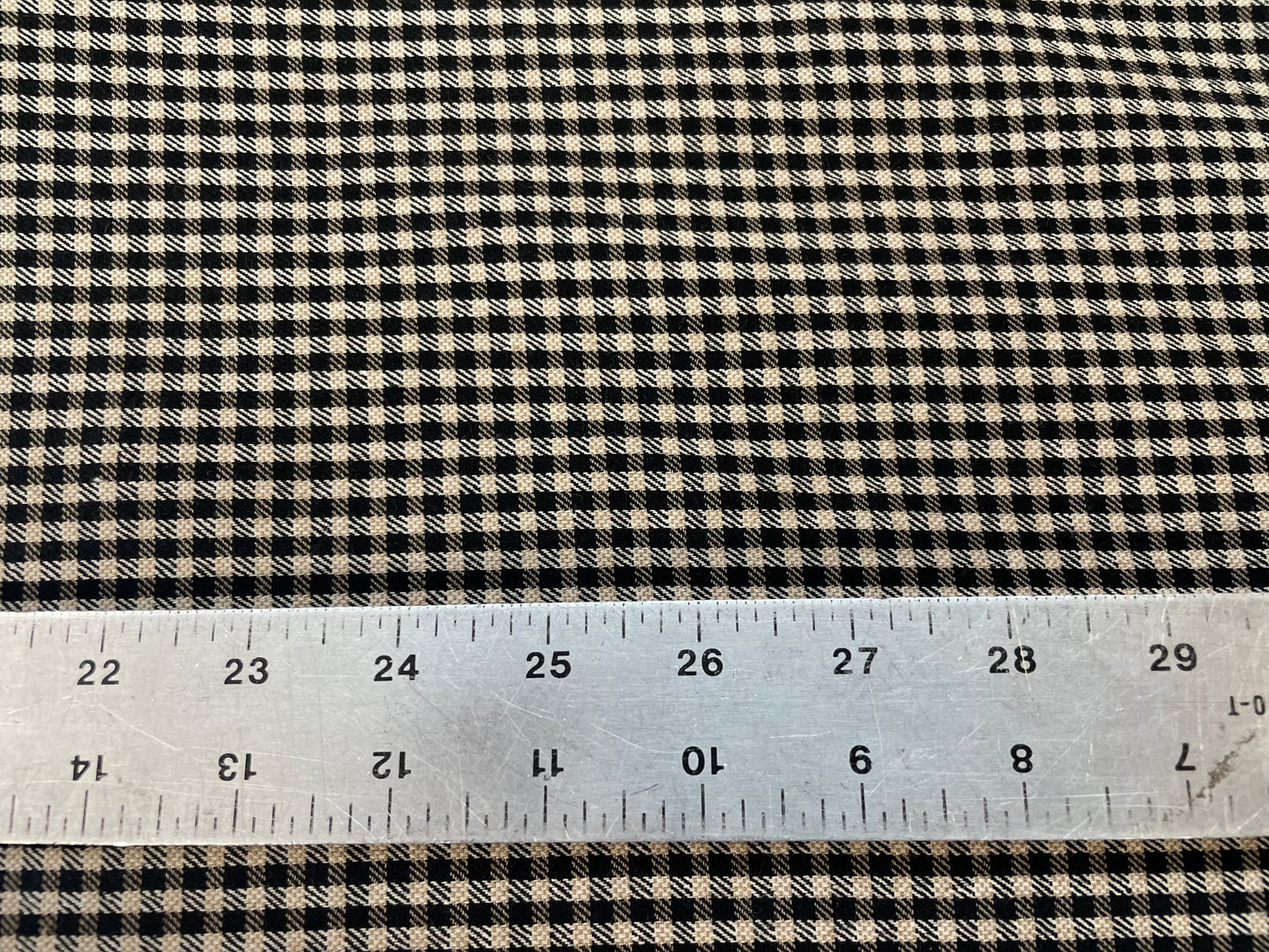 Cotton Gingham Plaid - Black, White & Beige