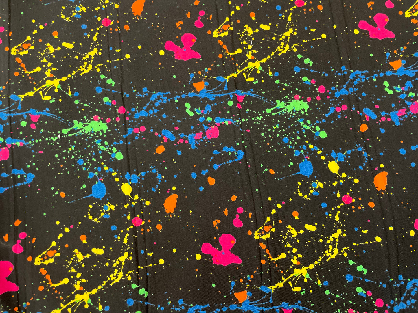 Twill Splatter Print Stretch Rayon Spandex - Black & Rainbow