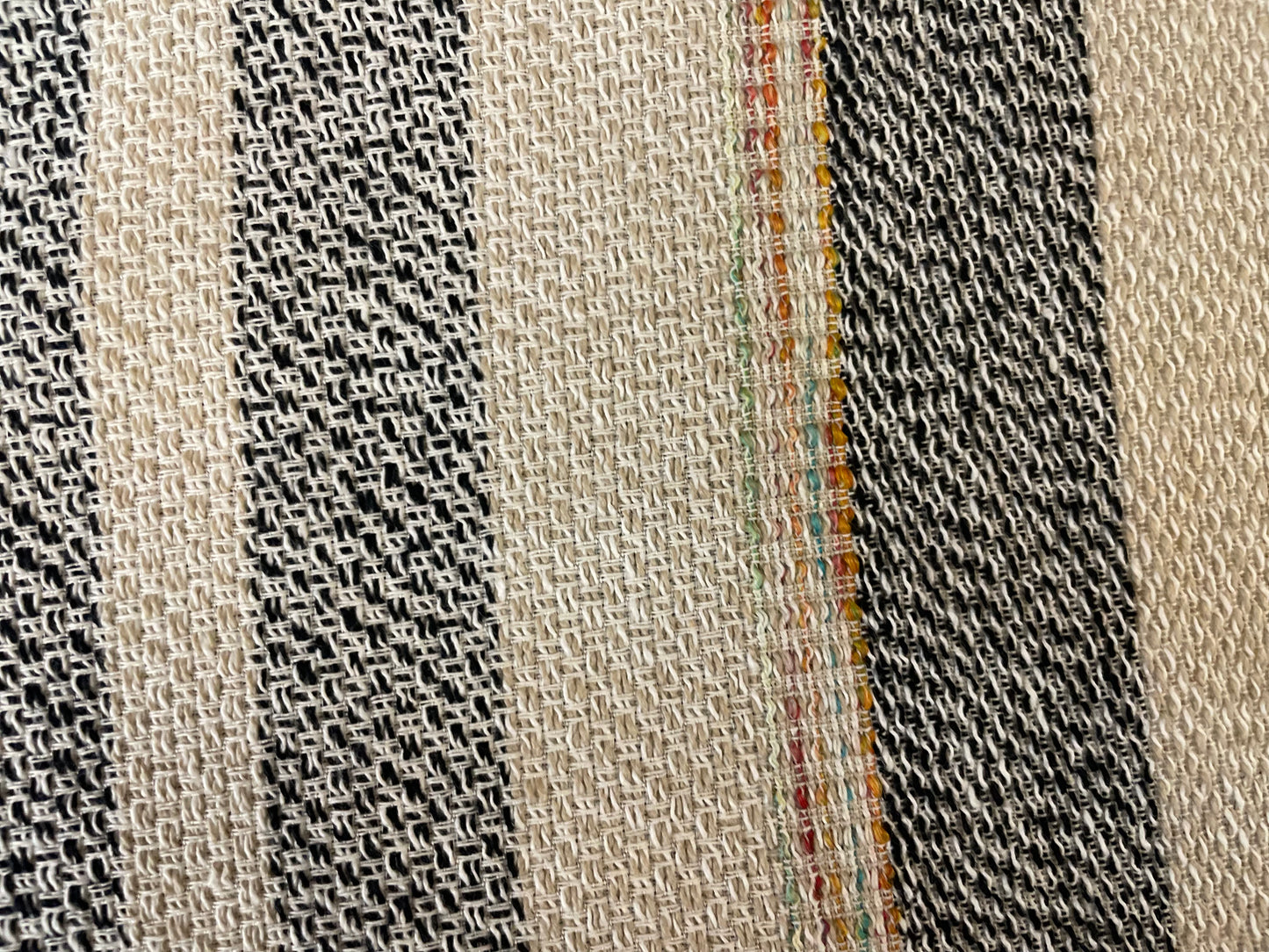 Textured Fringe Stripe Cotton - Black, White & Neon