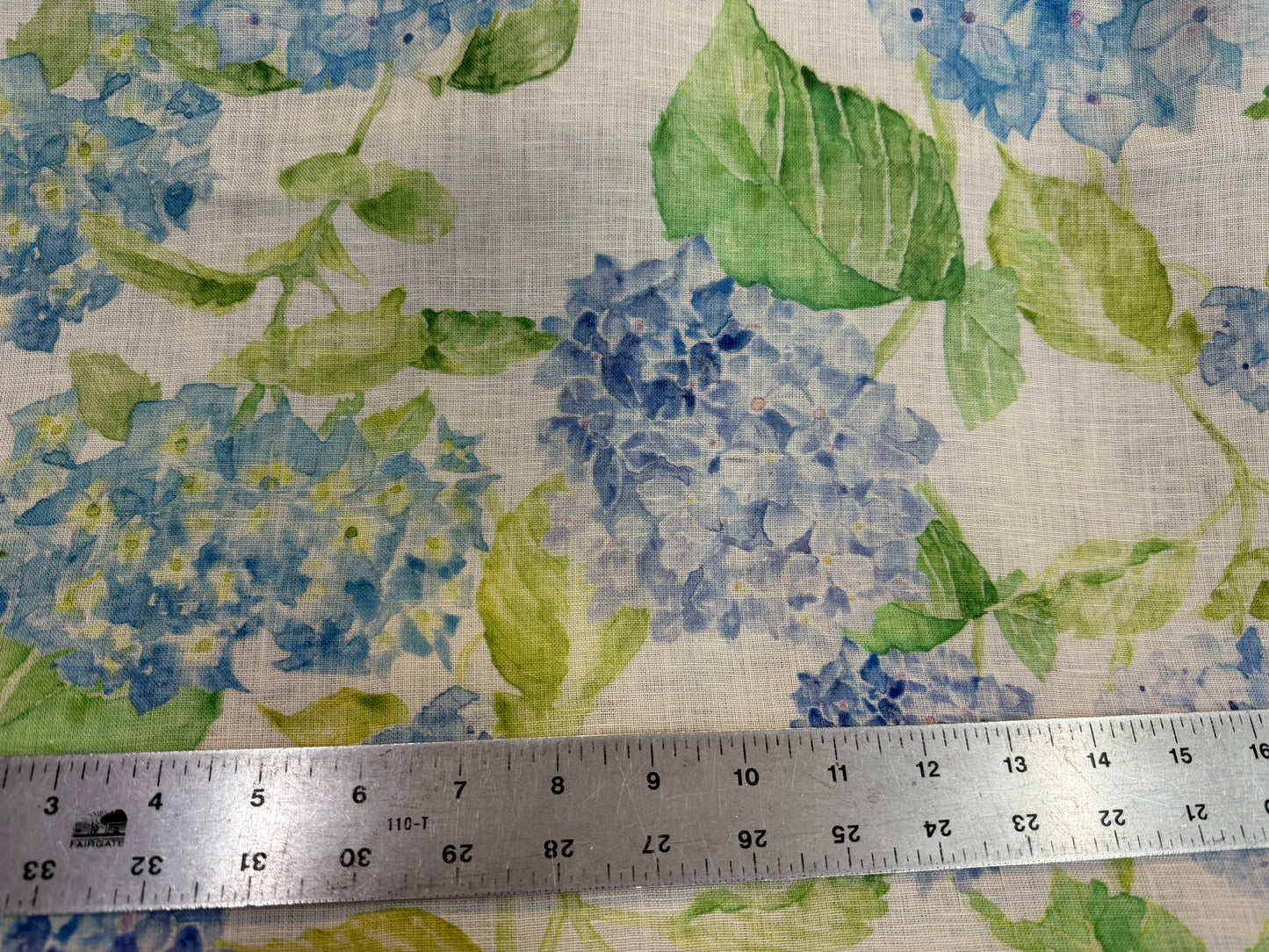 Linen Print - Blue Watercolor Hydrangea