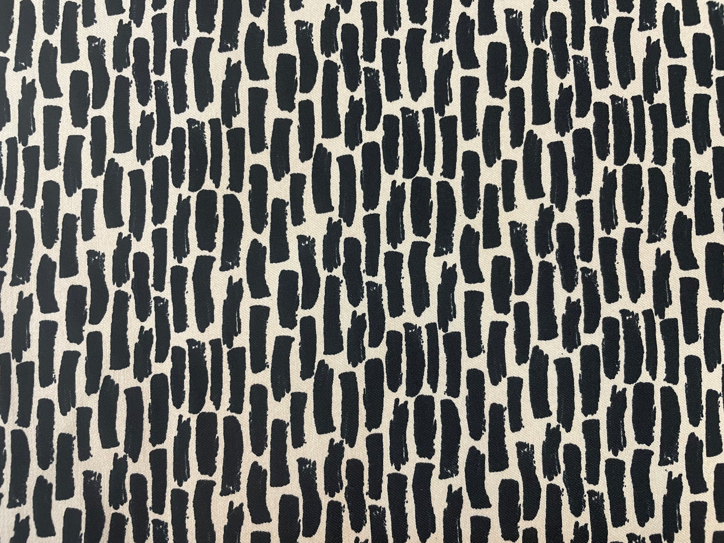 Stretch Cotton Twill Paint Brush Print- Cream/Black