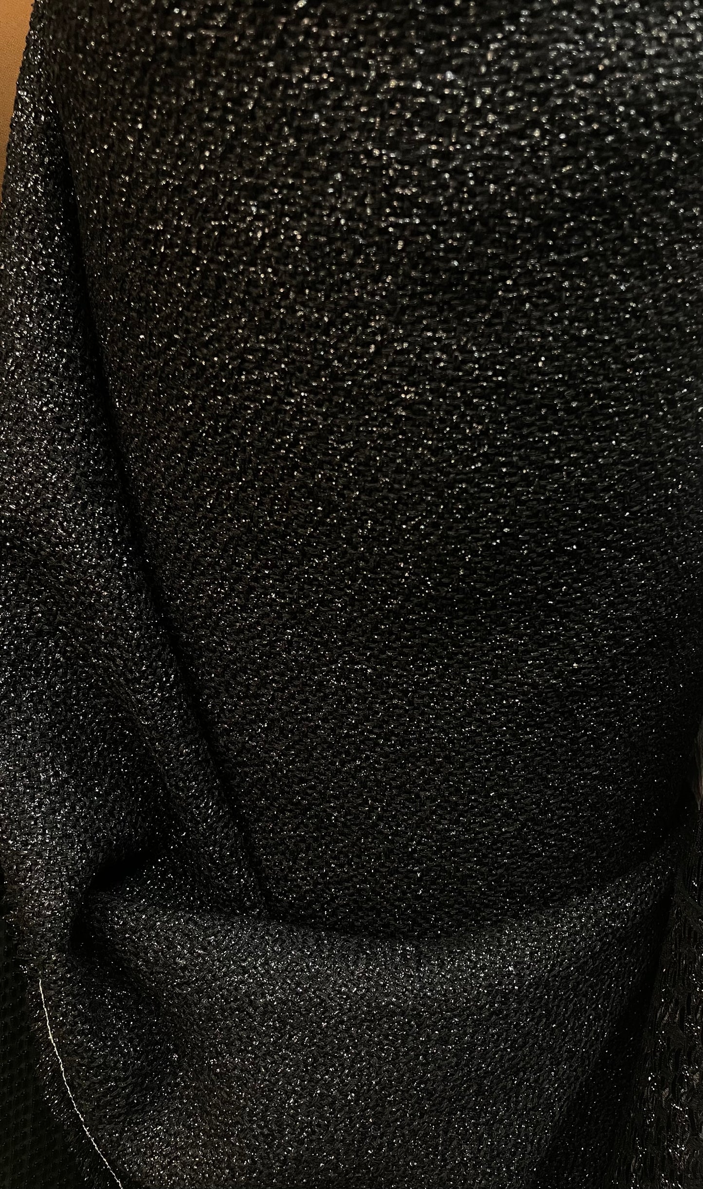 Rayon Lurex Boucle - Silver & Jet Black