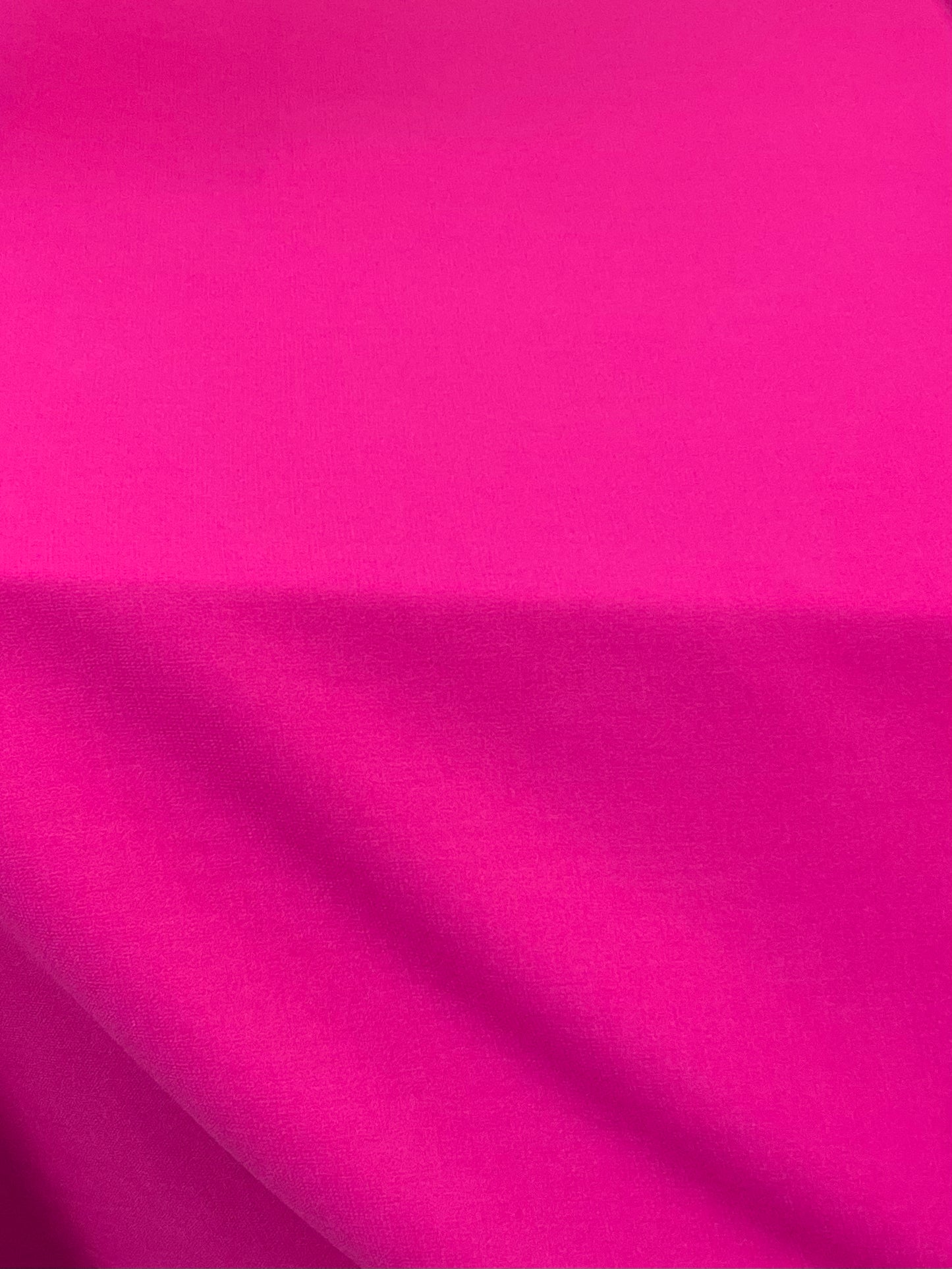 Italian Designer Double Faced Virgin Wool Crepe - Hot Pink