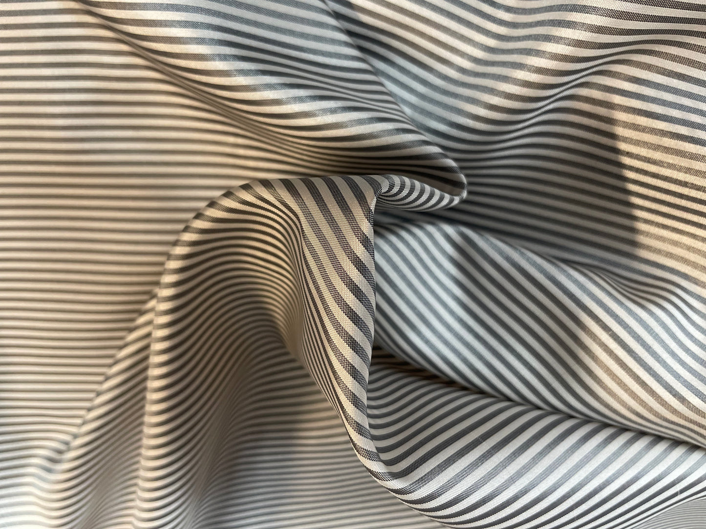 44" Japanese Med Stripe Print Poly Lining - Off-White & Grey