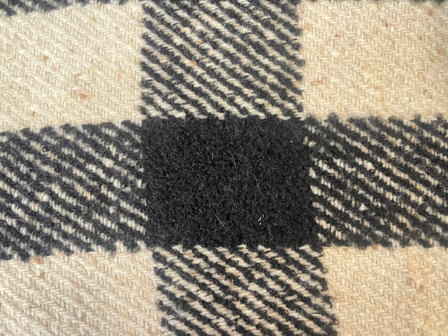 Italian Textured Wool Plaid - Beige & Black