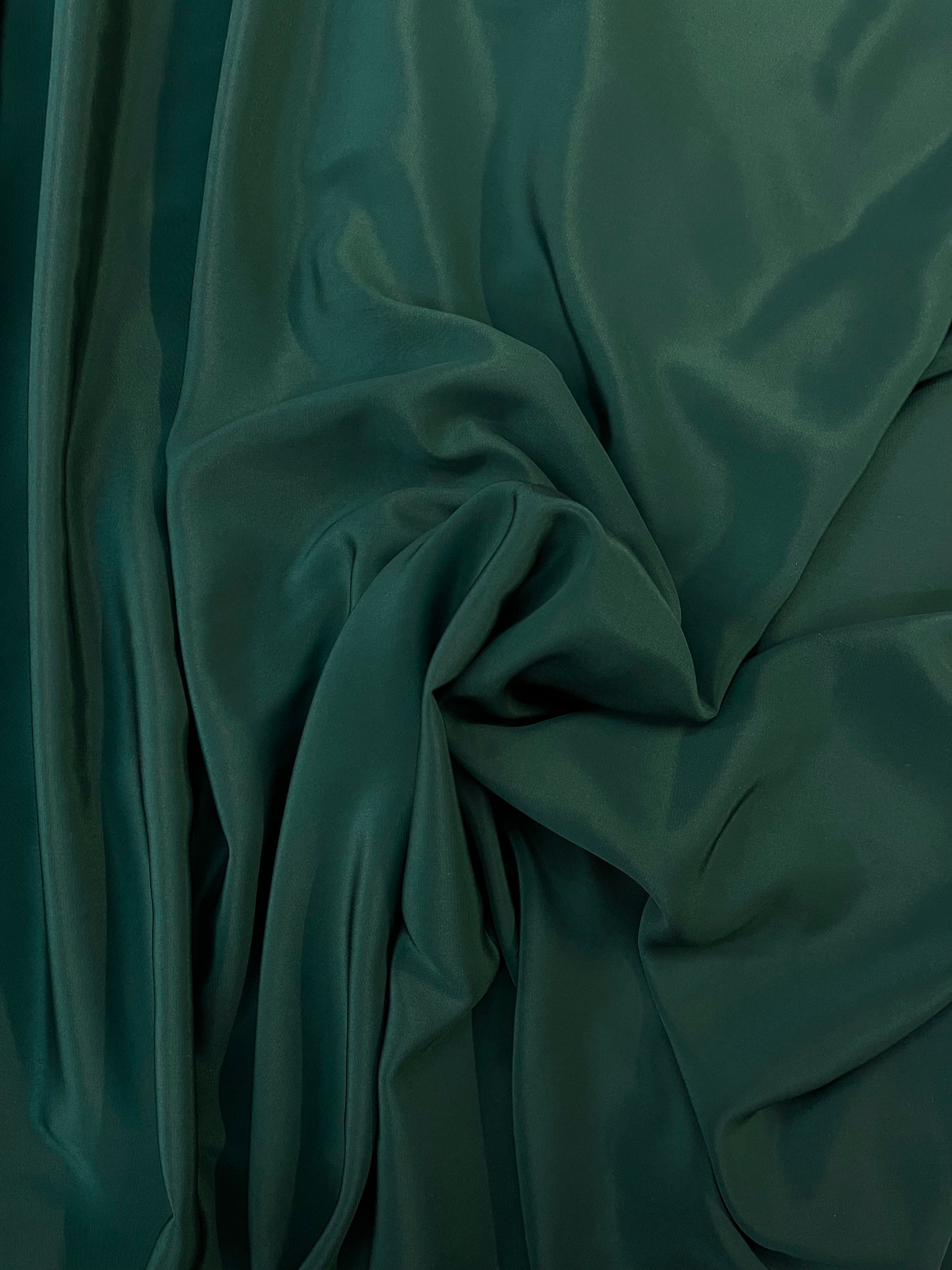 Silk Crepe De Chine - Wide - 16mm Designer - Dark Emerald Green Silk Crepe De Chine - Wide - 16mm Designer - Dark Emerald Green