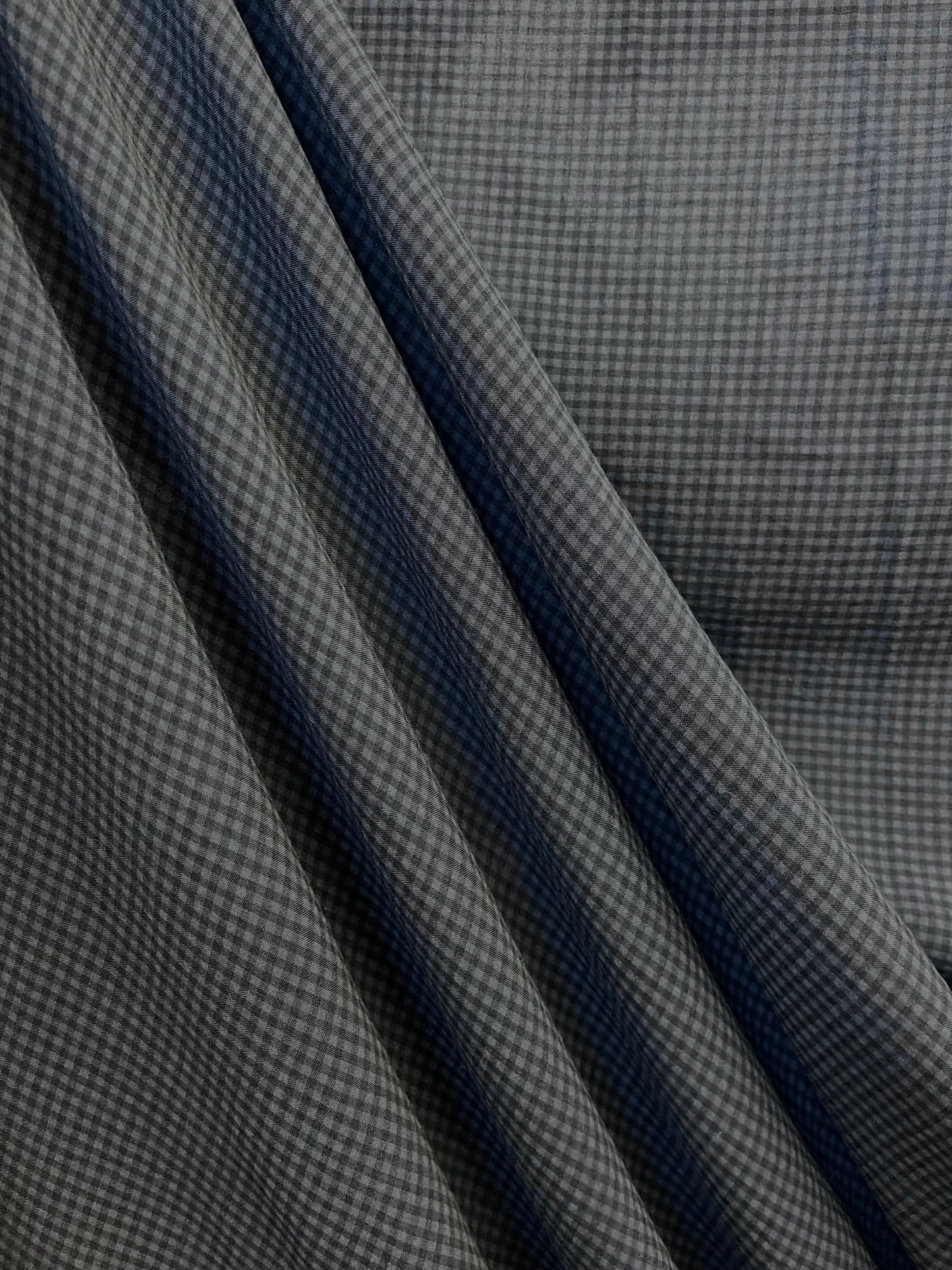 Poly Rayon Plaid - Navy & Grey