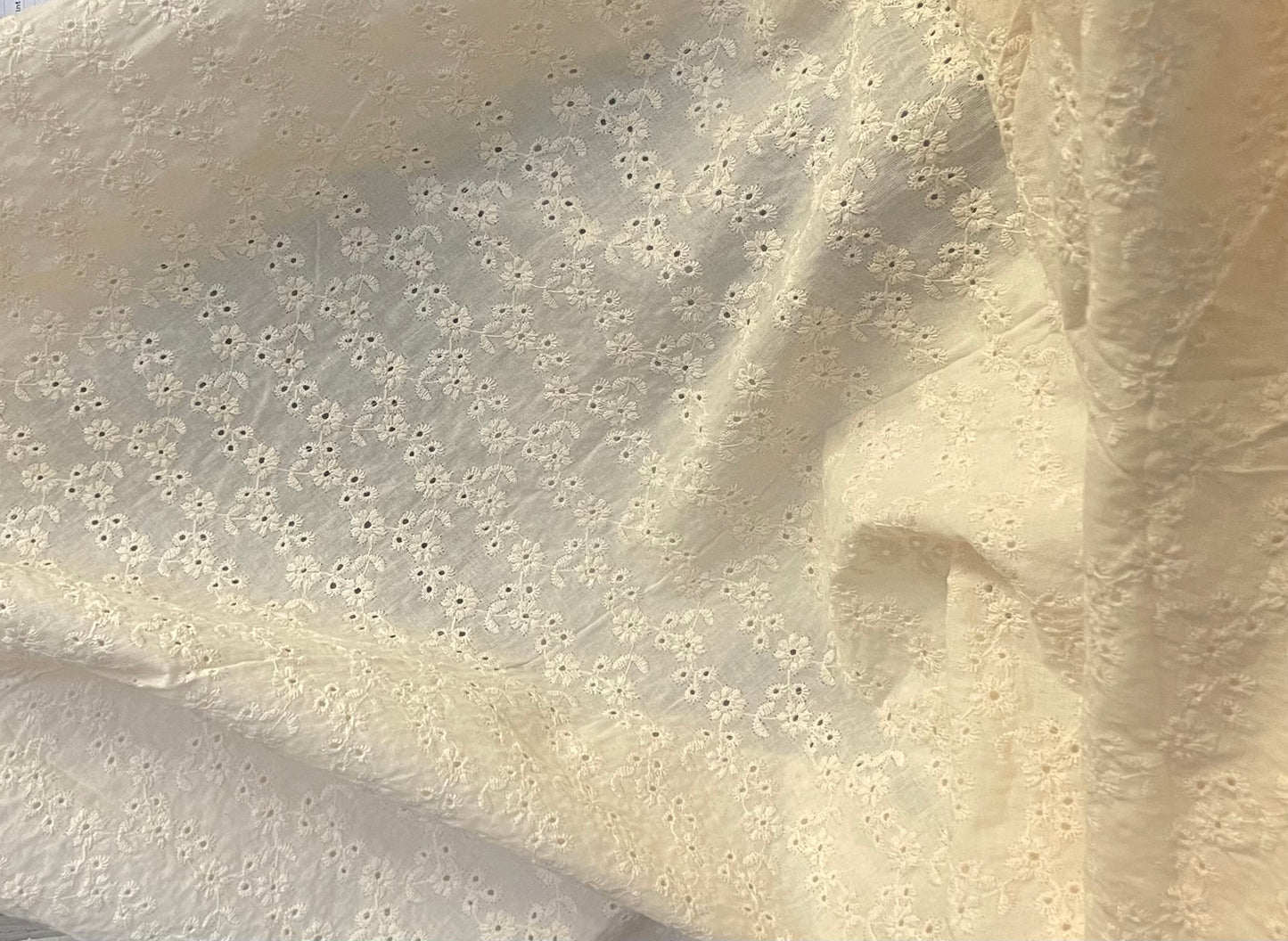 Floral Eyelet Embroidered Cotton - Butter Yellow