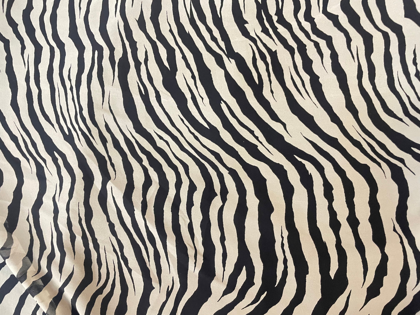 Zebra Printed Silk Chiffon - Off-White & Black