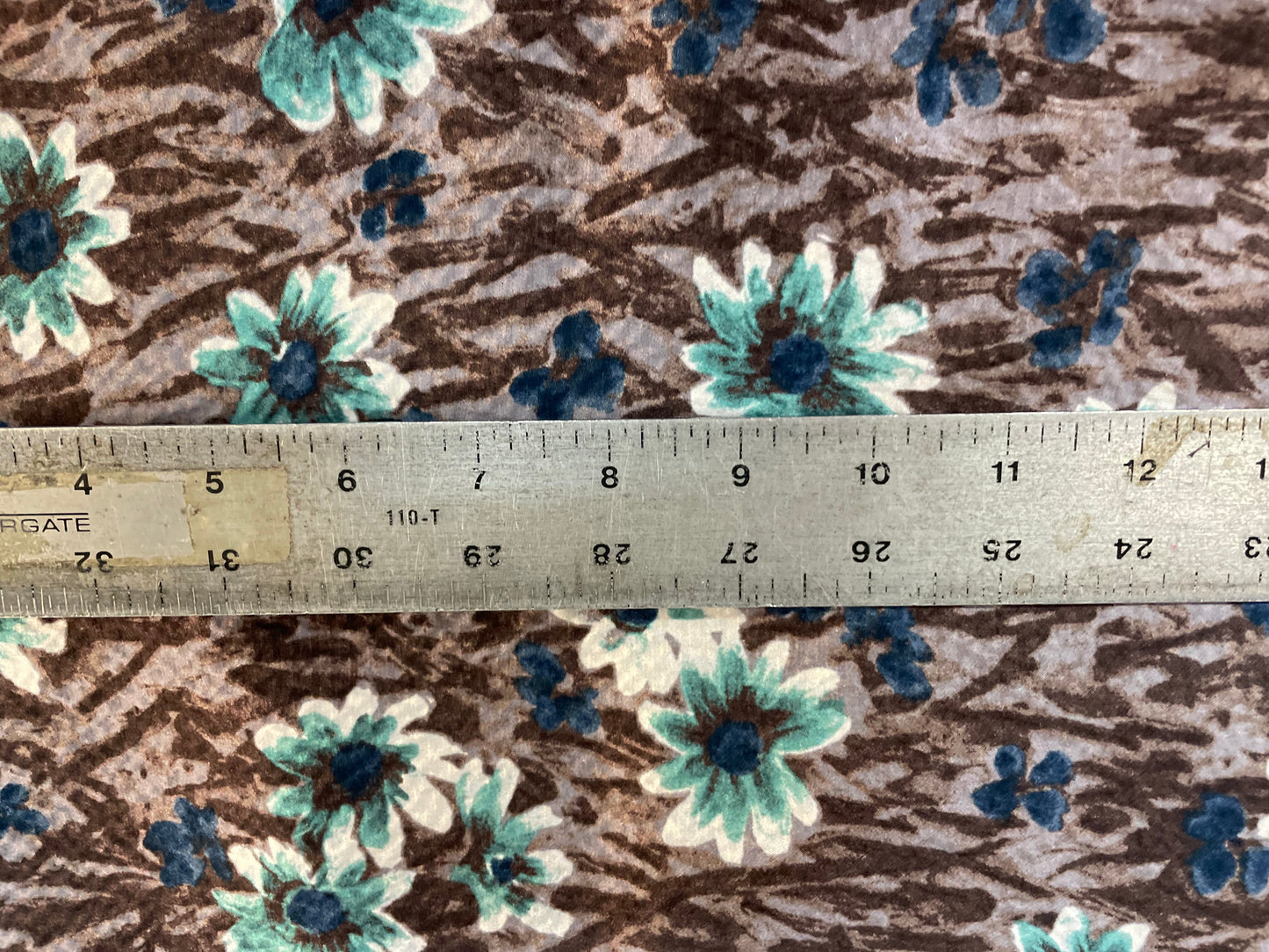 Floral Printed Hammered Silk Charmeuse - Brown, White, Blue