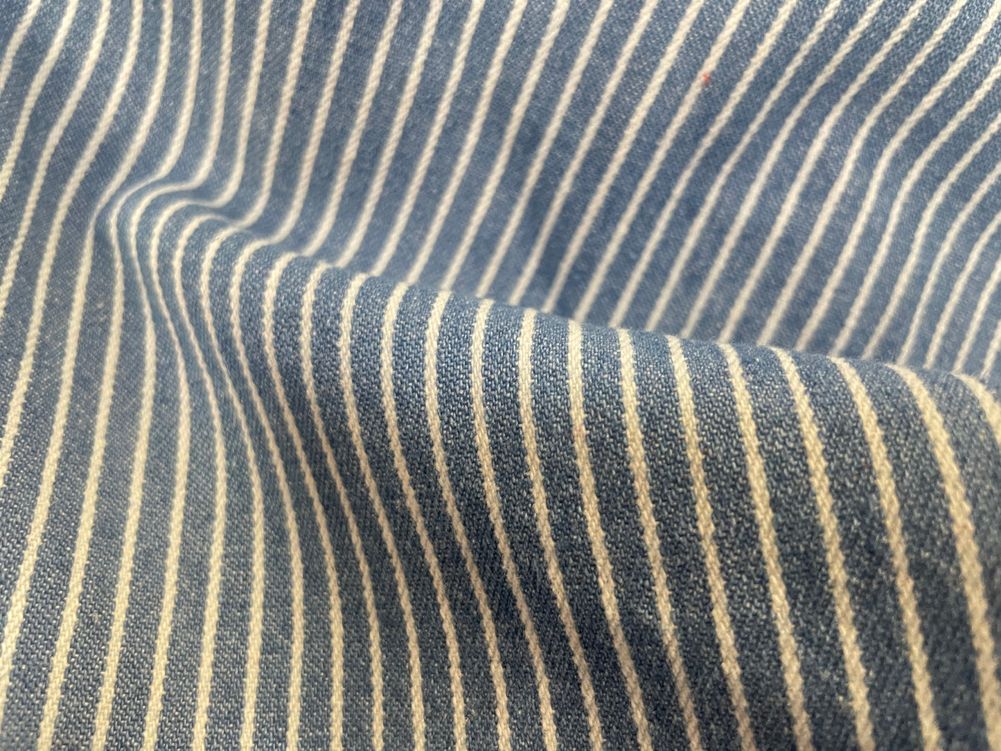 Wide Woven Stripe Cotton - Denim & Off-White