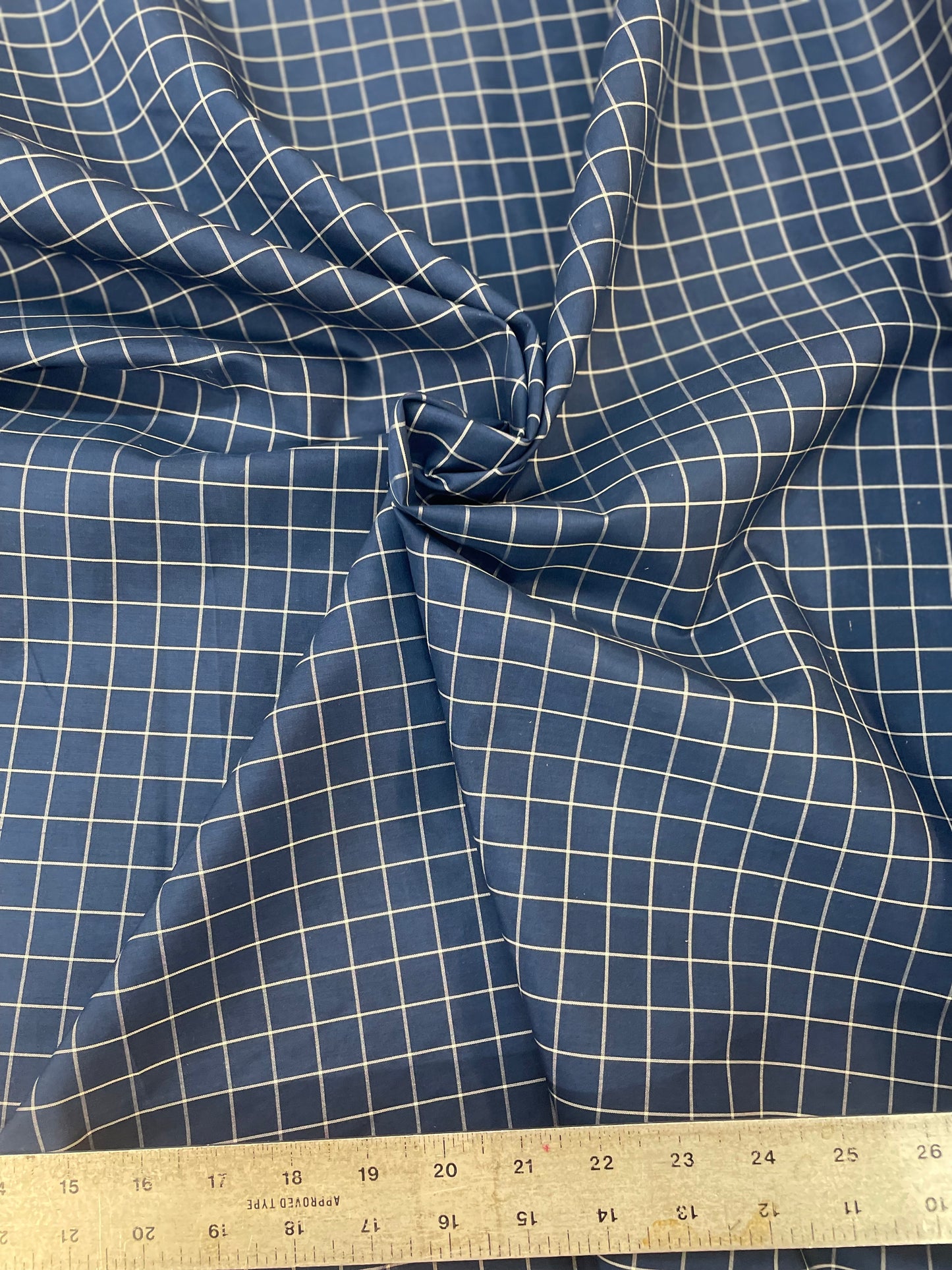 Silk Shirting - Thin White Stripe & Blue