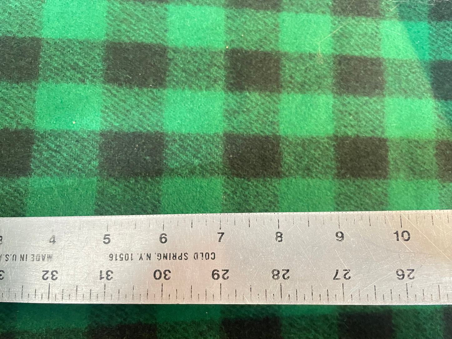 Buffalo Plaid Wool - Green & Black - Fused