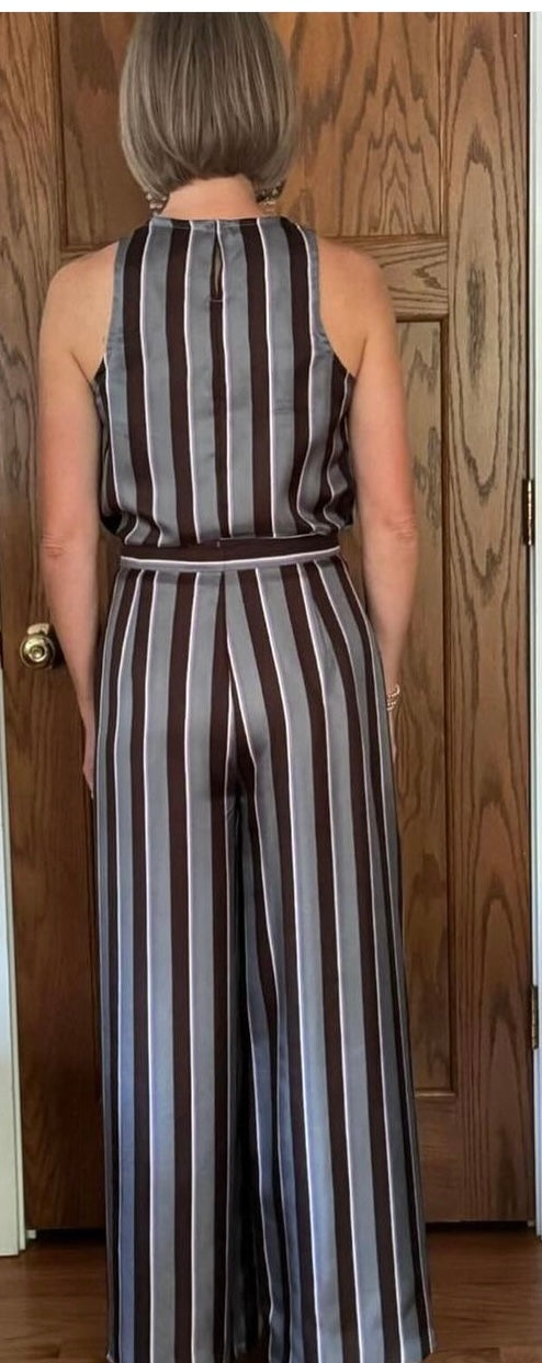Silk Twill Stripe- Gray / Purple / Browns