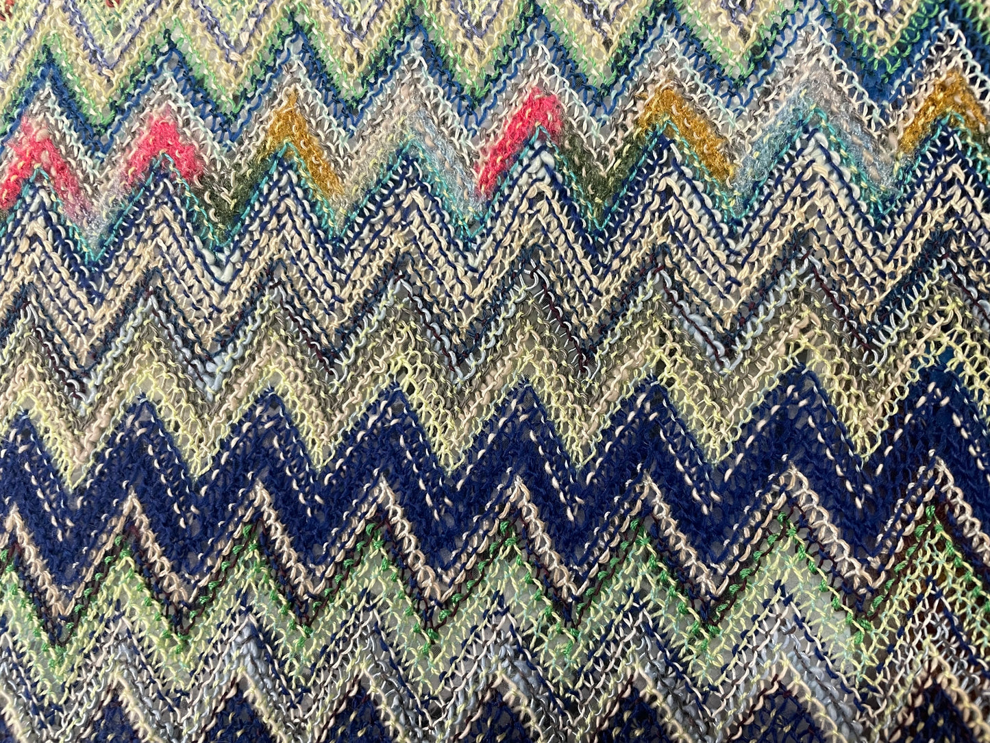 Chevron Poly Sweater Knit - Blue Multicolor