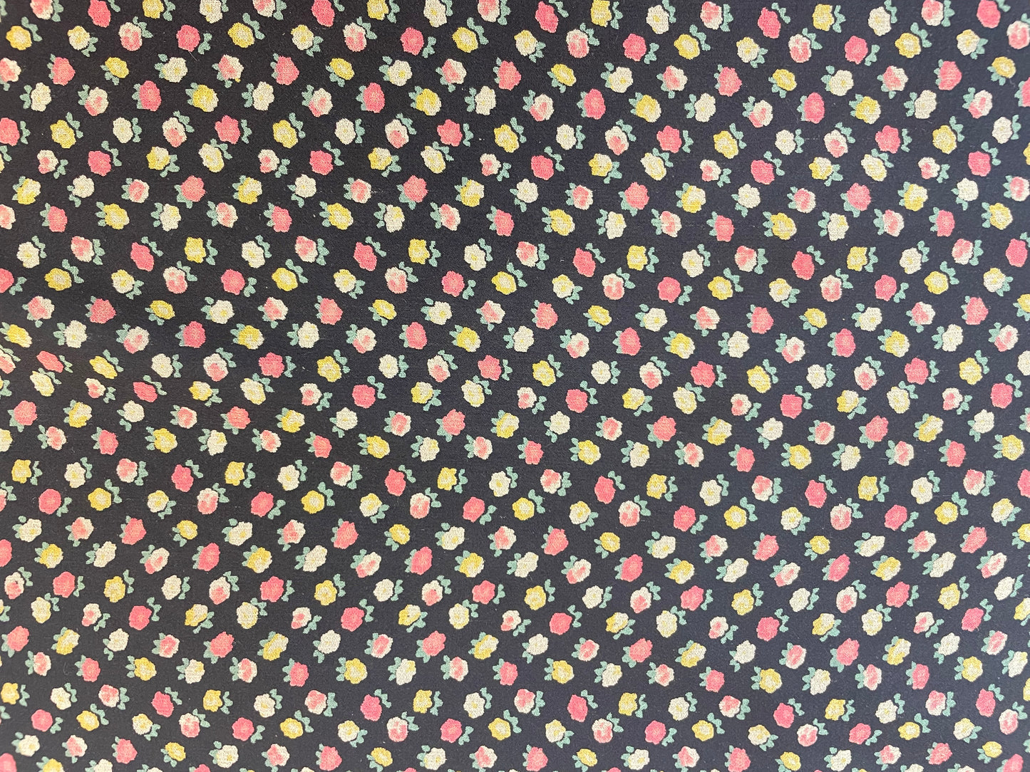 Ditsy Floral Printed Silk Chiffon - Black, Pink & Yellow
