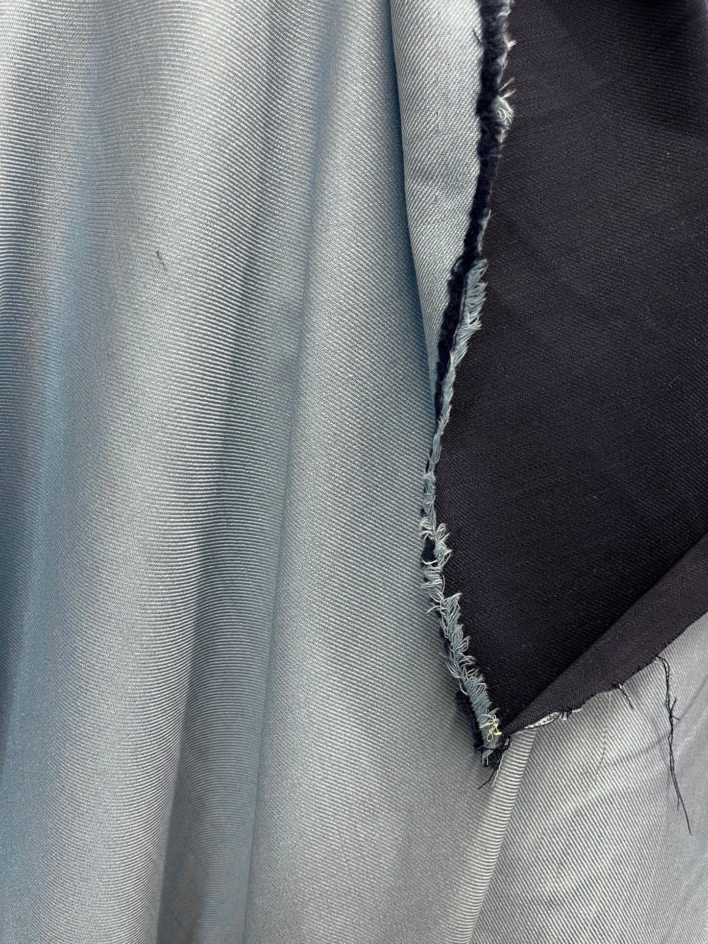 Italian Double Face Stretch Virgin Wool Twill - Light Blue & Navy