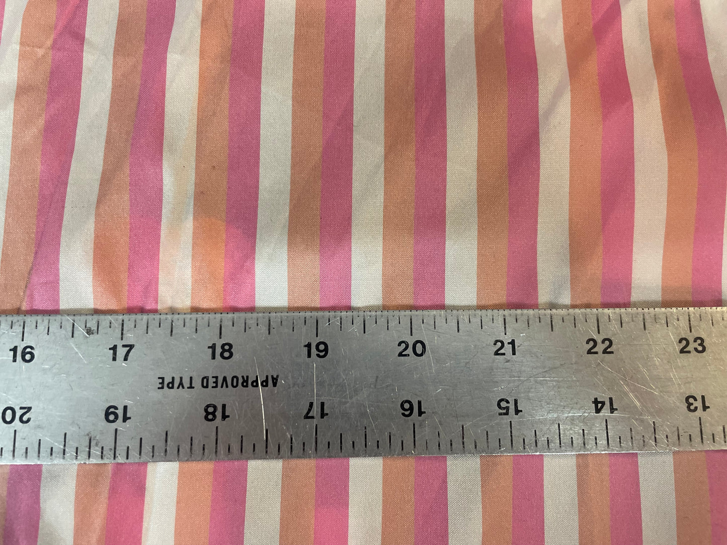 Stripe Poly Taffeta - Pink, Orange & White