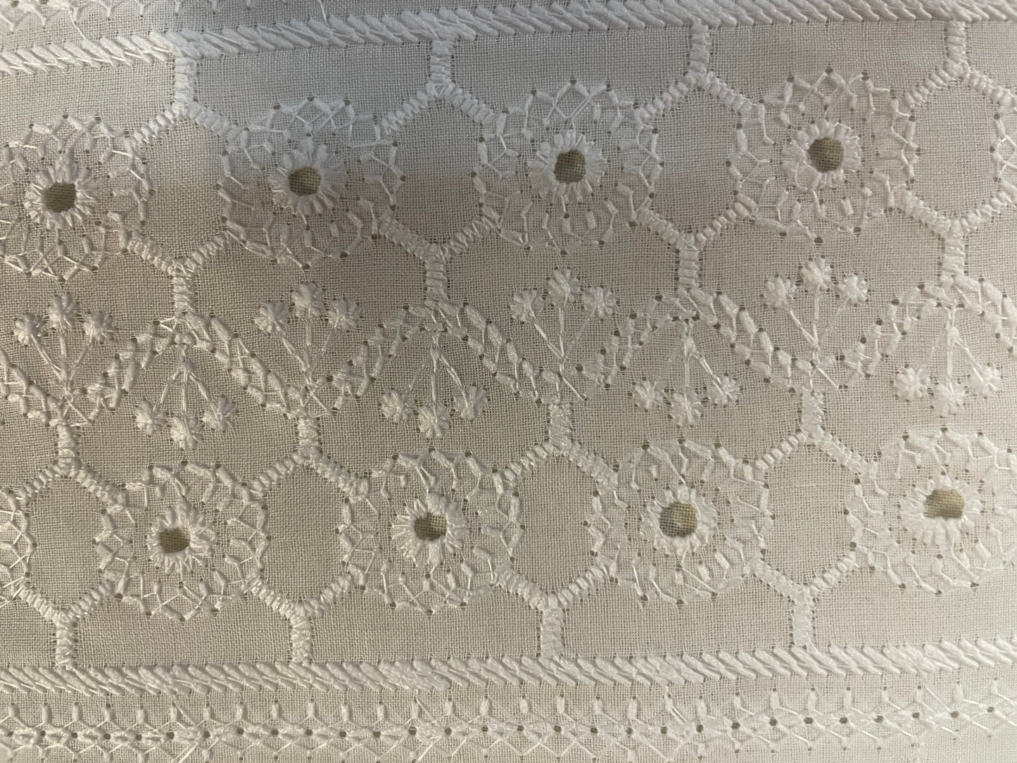 Whimsical Eyelet Stripe Embroidered Cotton - White