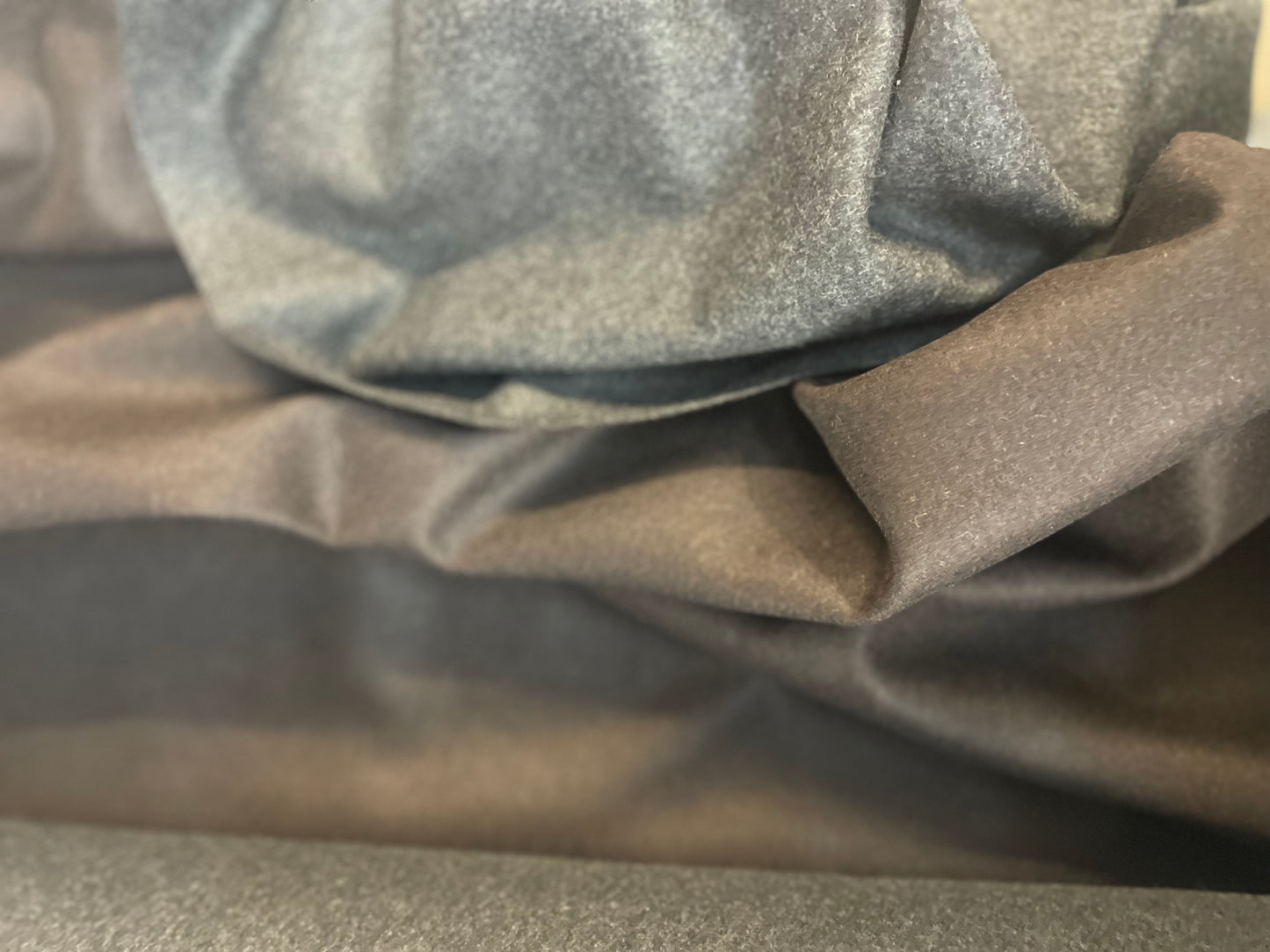 Italian Double Face Melton Wool - Heathered Sand/Stone Gray