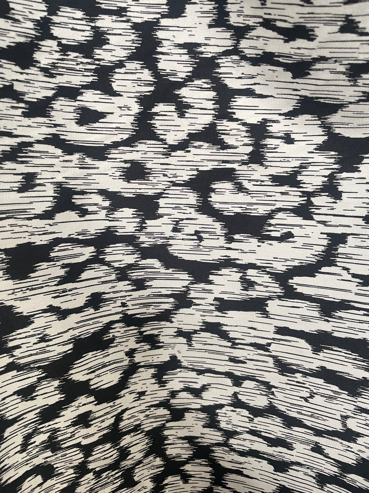 Spanish Rayon Print - Fused - Black & White Glitch Cheetah