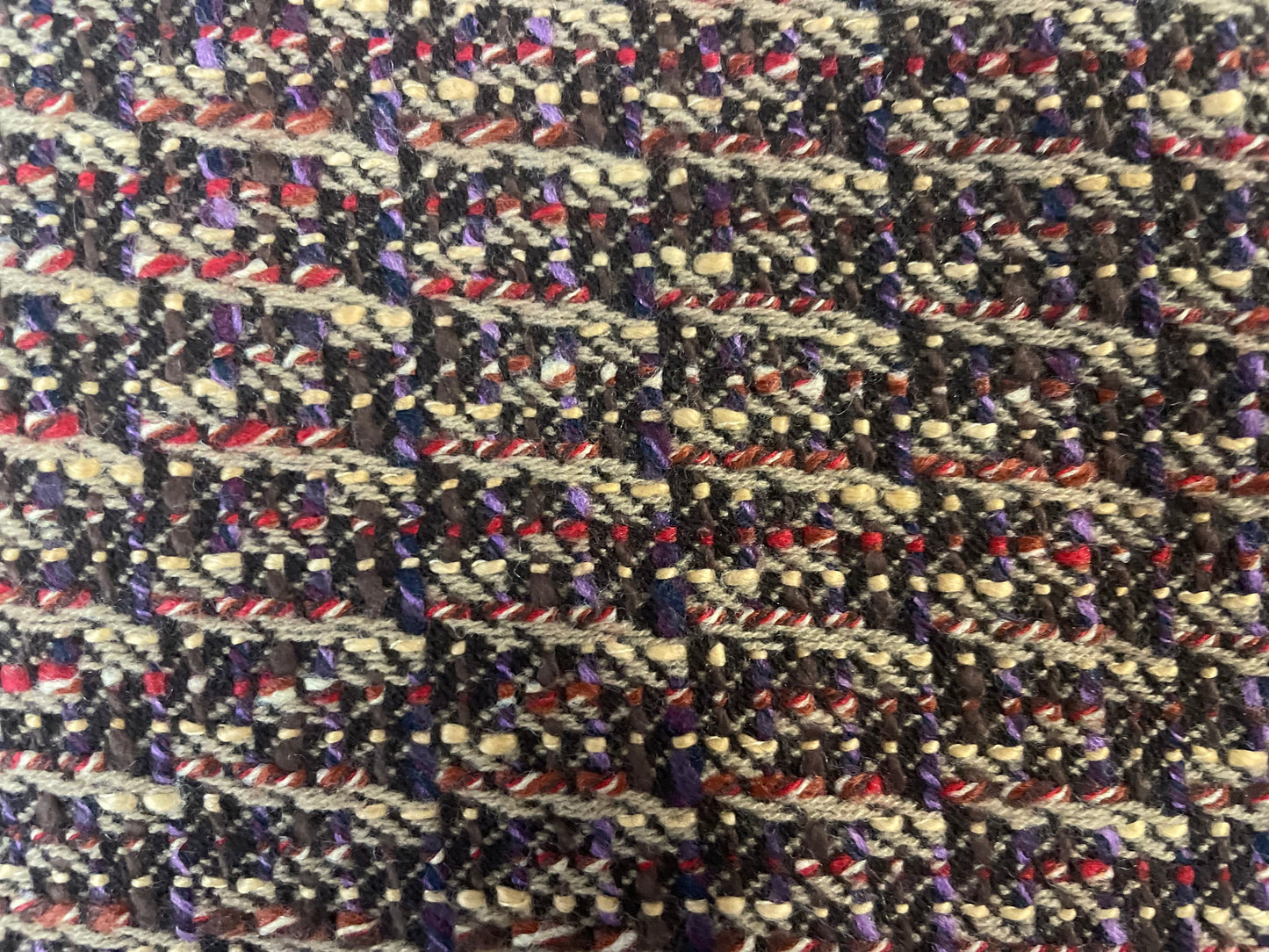 Designer Fused Wool Boucle - Brown, Red & Purple